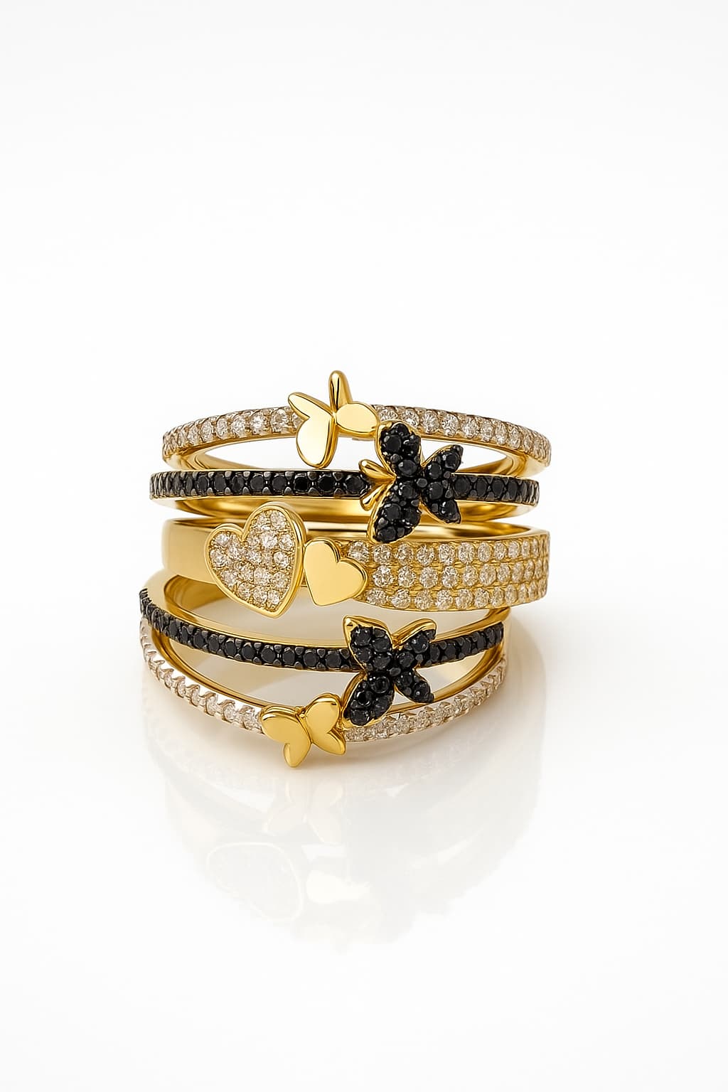 Пръстен от жълто злато с цирконии - Image 1