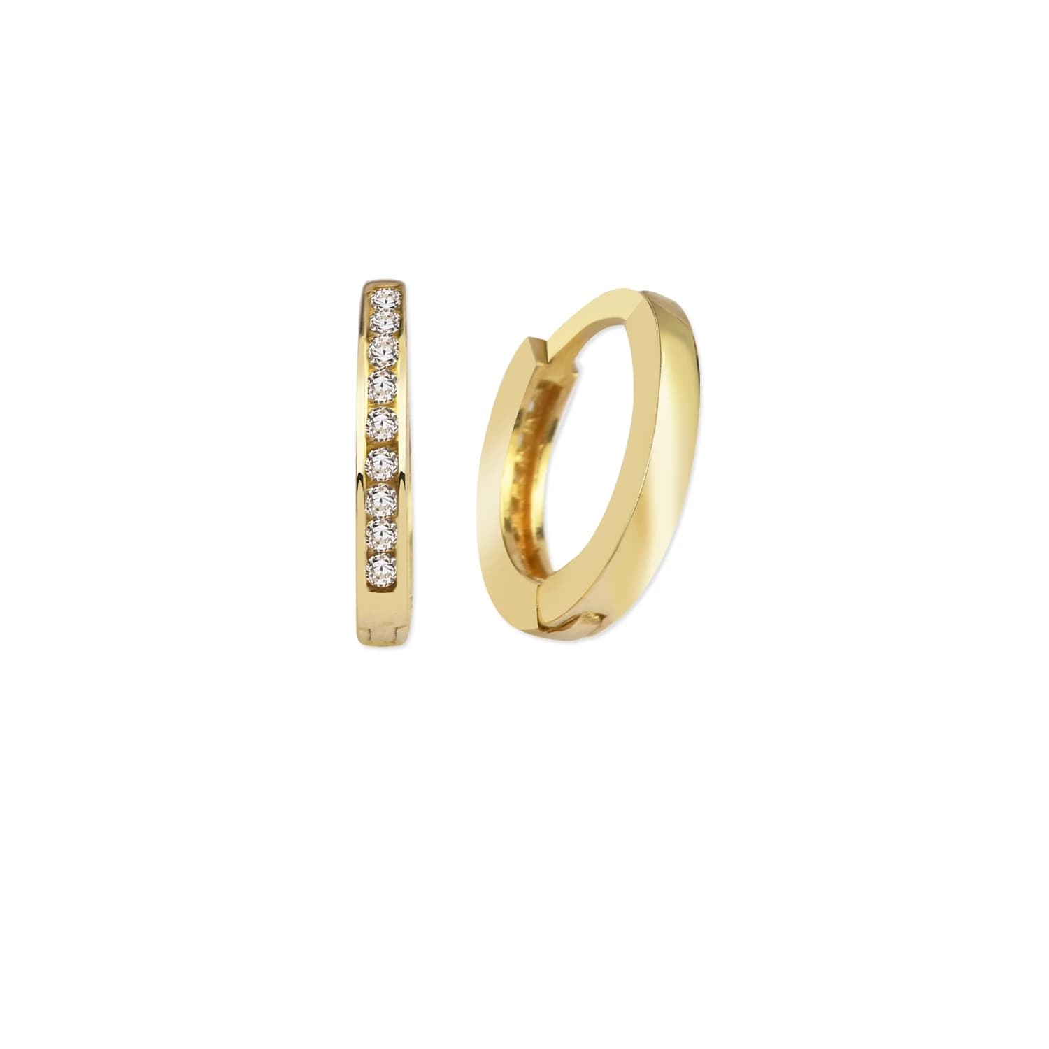 Детски обеци от жълто злато с бели цирконий - Image 1