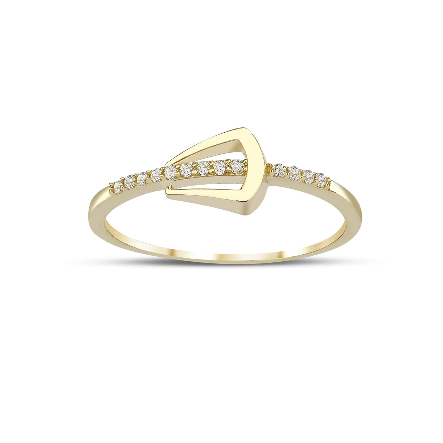 Пръстен от жълто злато с бели цирконий - Image 1