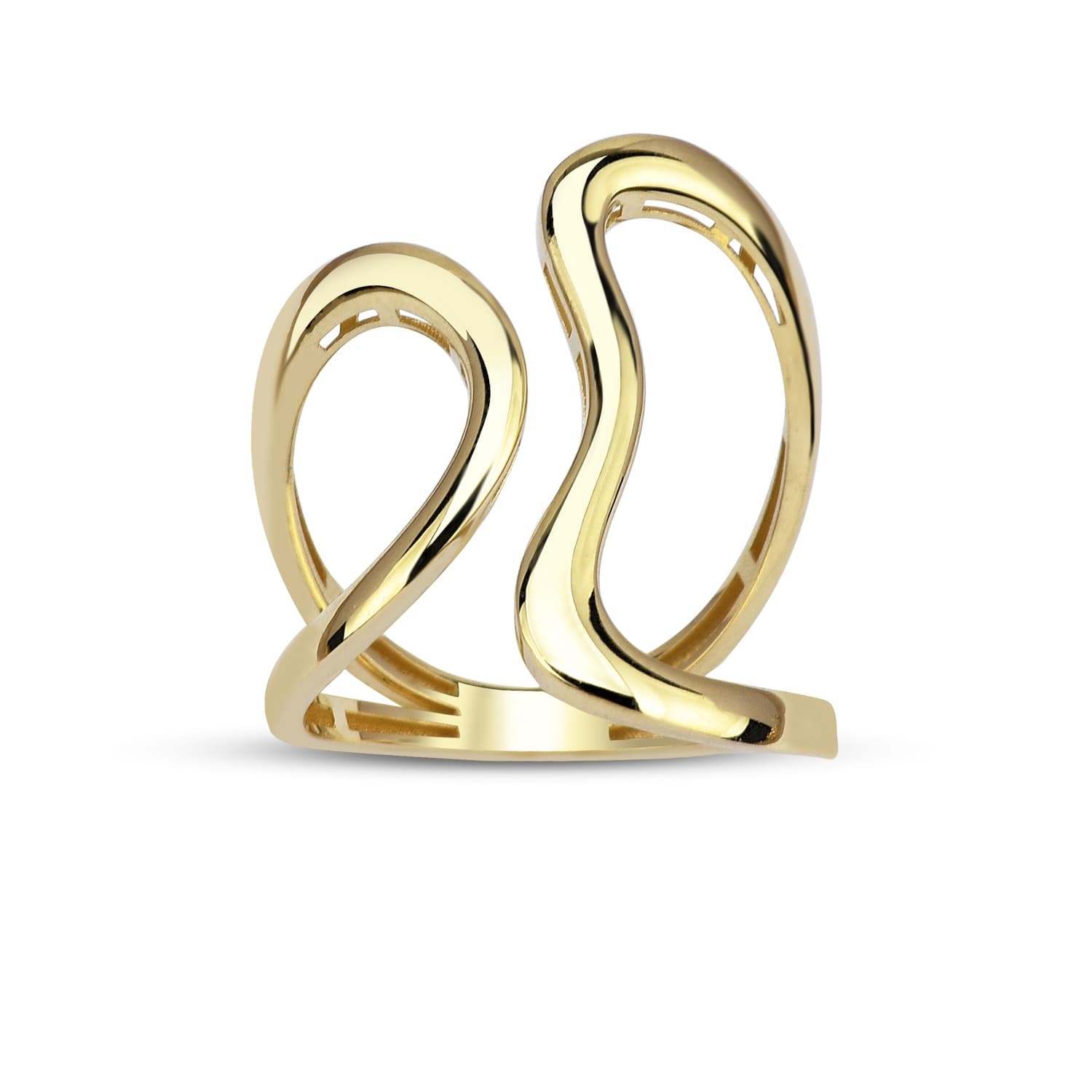 Пръстен от жълто злато с бели цирконий - Image 1