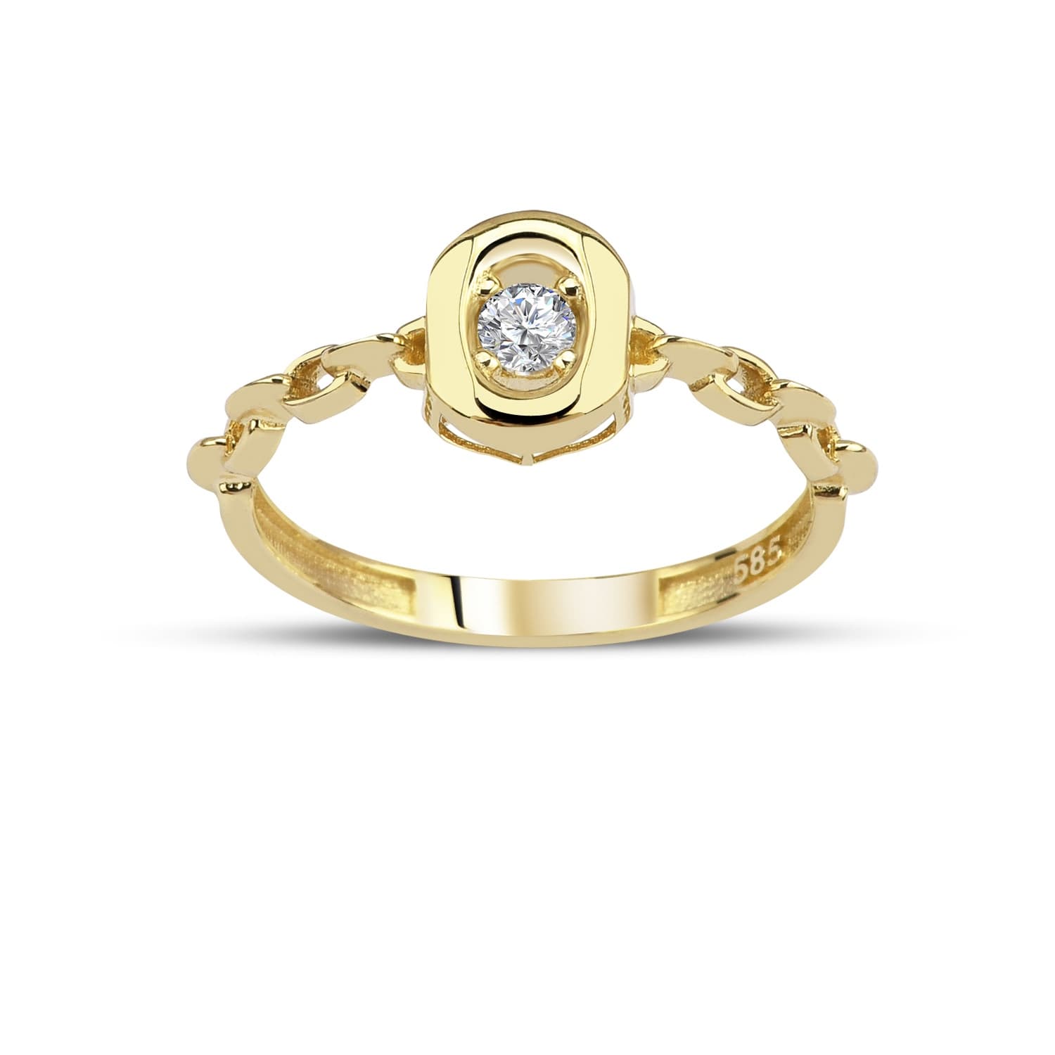 Пръстен от жълто злато с бели цирконий - Image 2