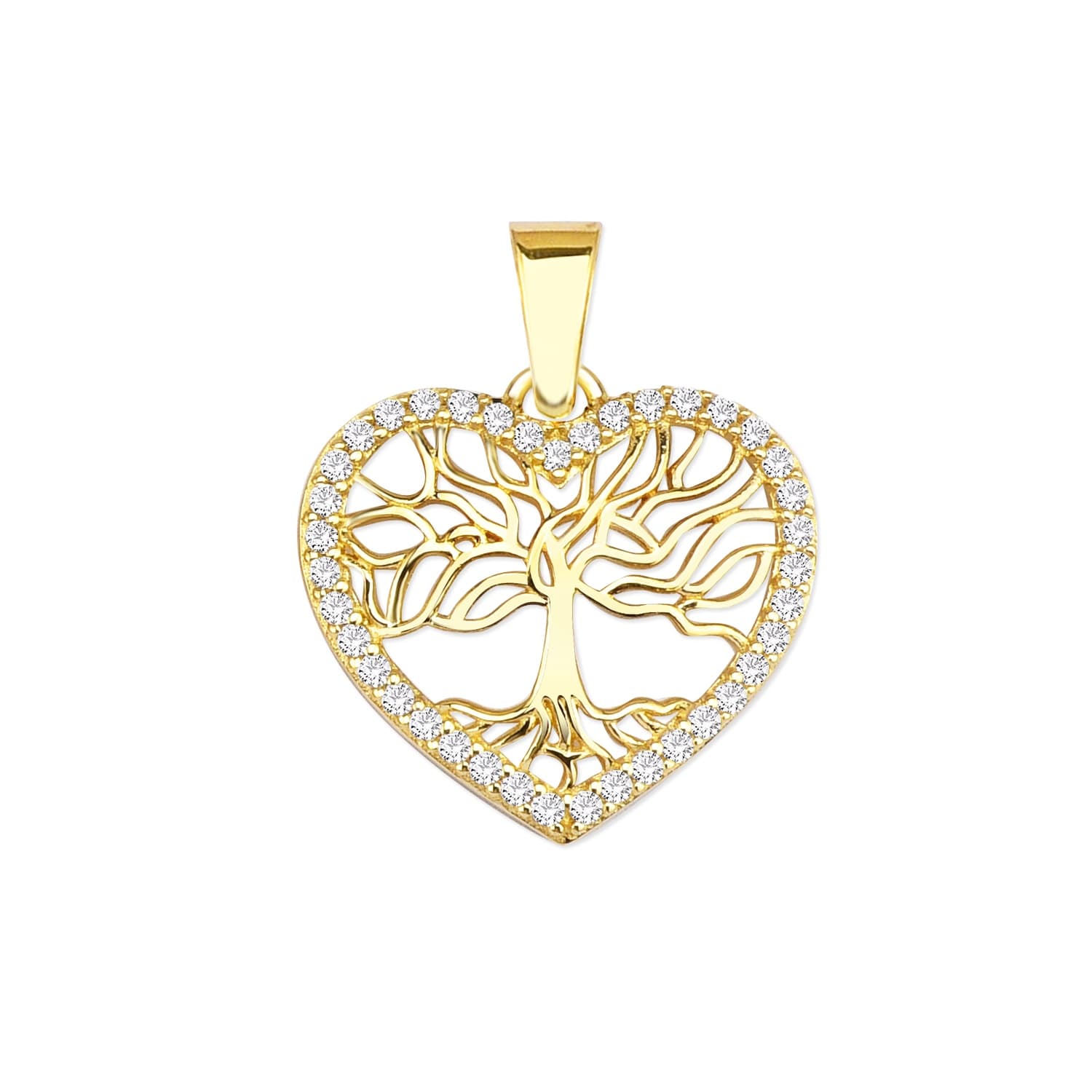 Златна висулка с бели цирконий - Image 1