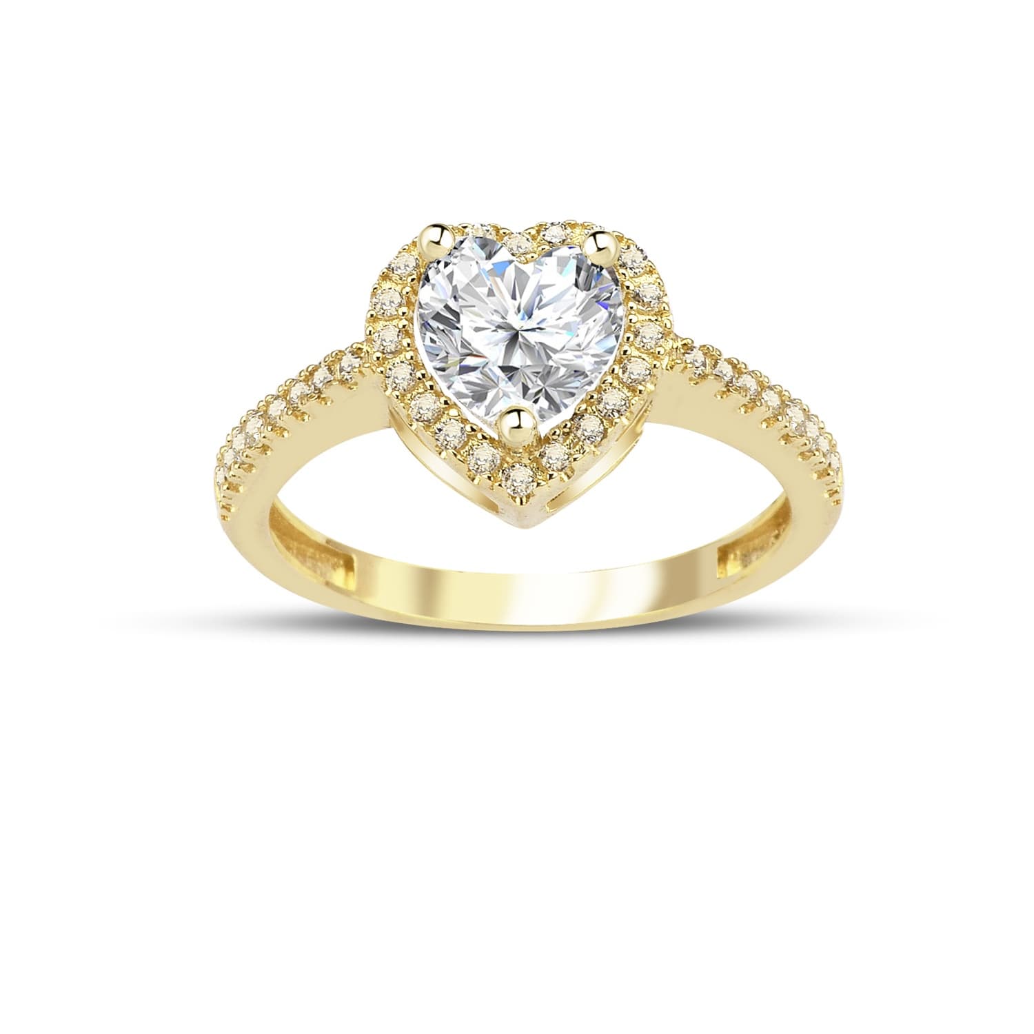 Годежен пръстен от жълто злато с бели цирконий - Image 3