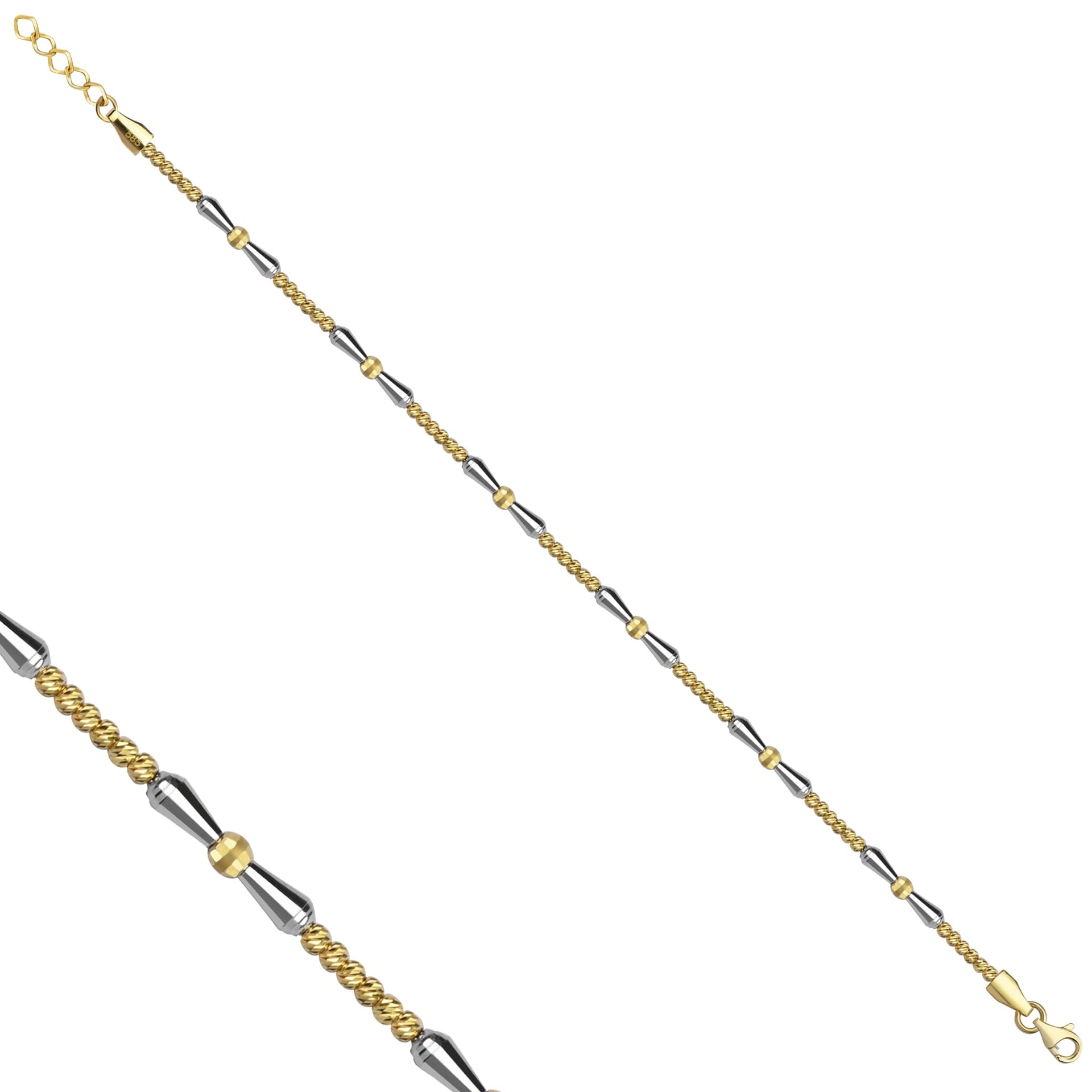 Гривна от жълто и бяло злато и златни топчета - Image 2