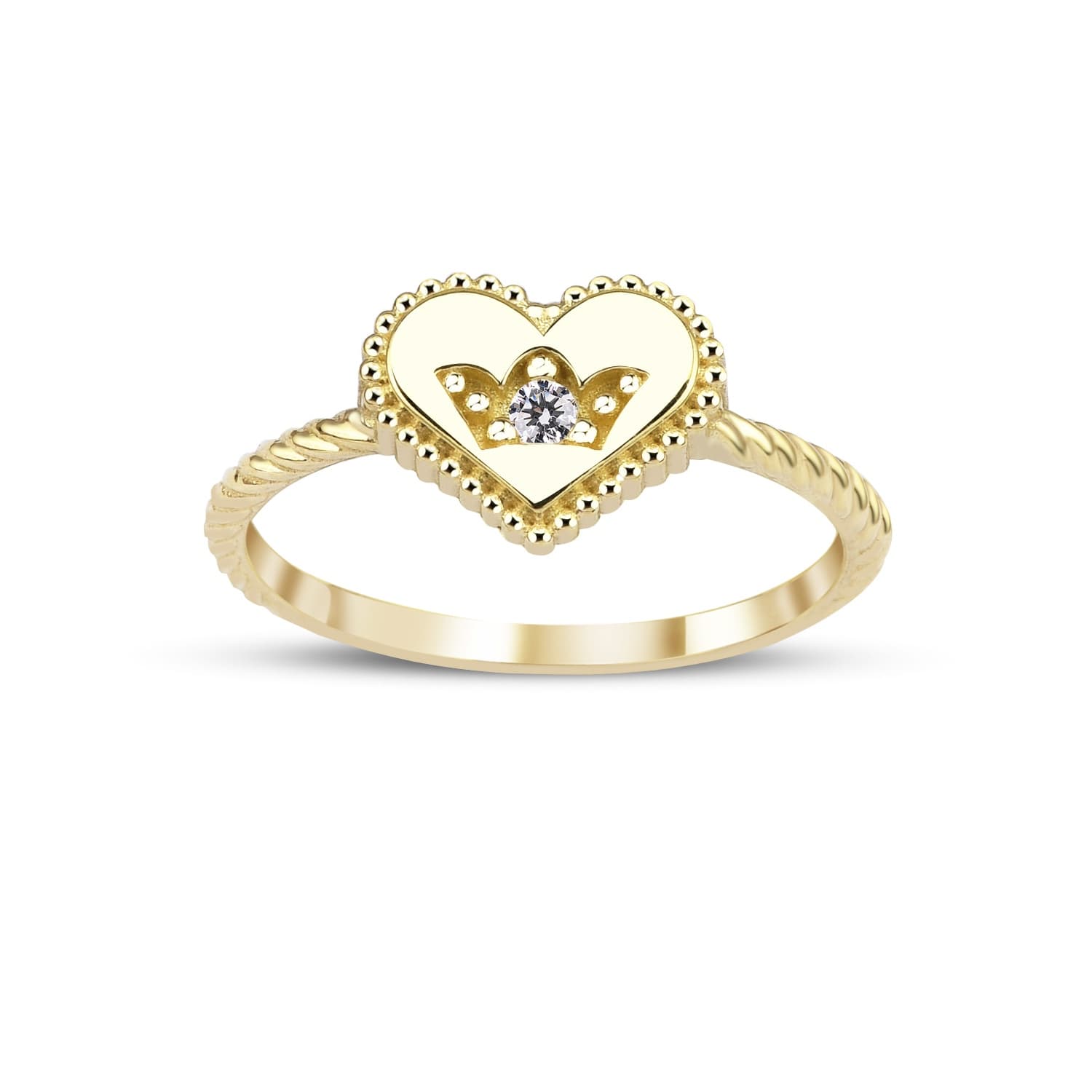 Пръстен от жълто злато с бели цирконий - Image 1