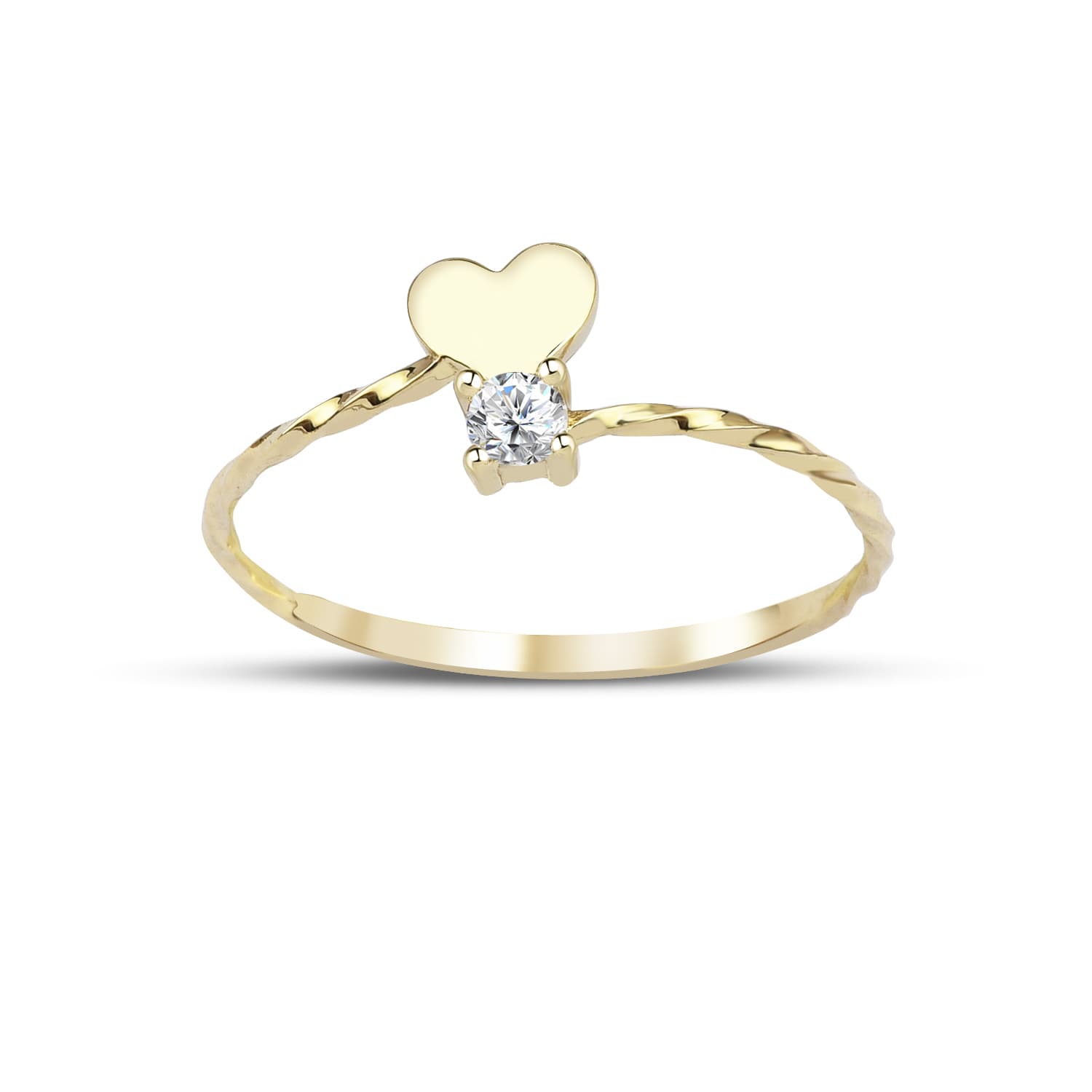 Пръстен от жълто злато с бели цирконий - Image 3