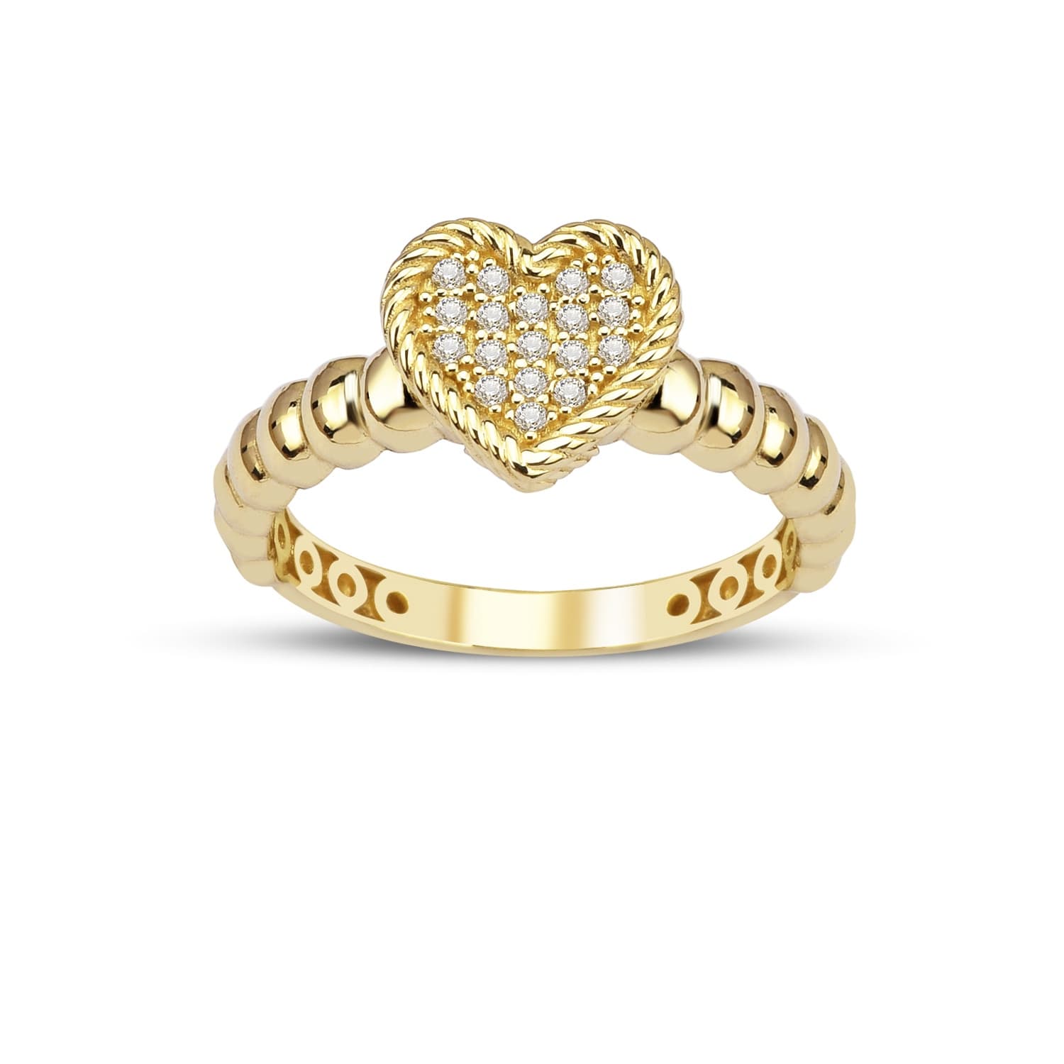 Пръстен от жълто злато с бели цирконий - Image 3