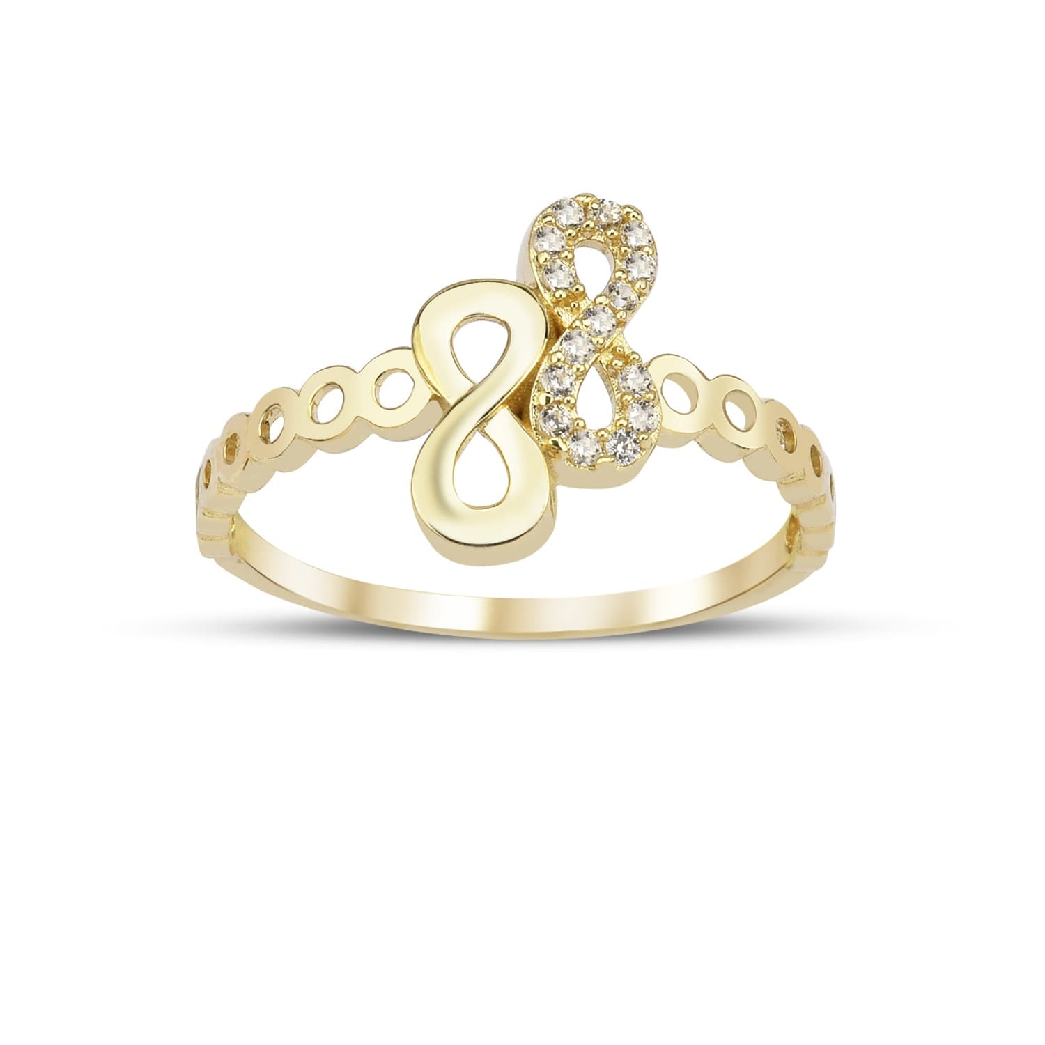 Пръстен от жълто злато с бели цирконий - Image 2