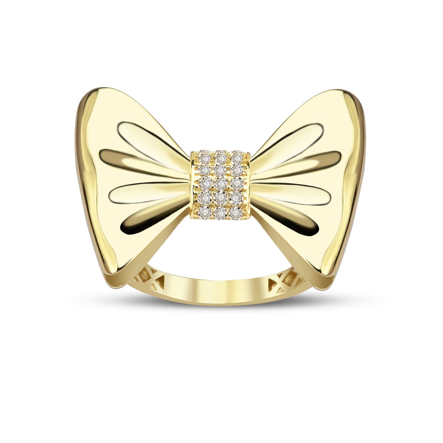 Пръстен от жълто злато с бели цирконий - Image 2