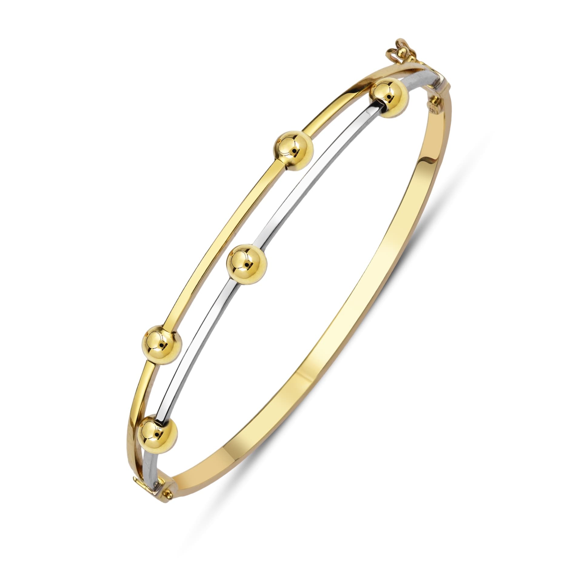 Твърда гривна от бяло и жълто злато - Image 1