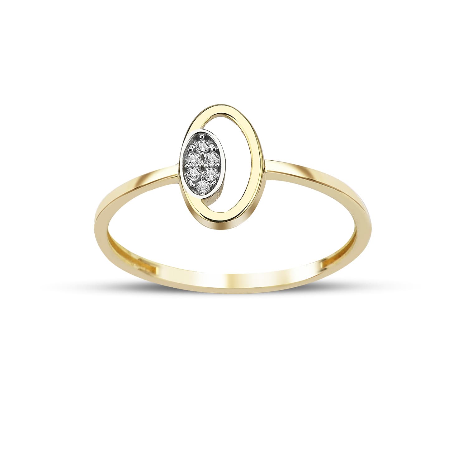 Пръстен от жълто злато с бели цирконий - Image 1