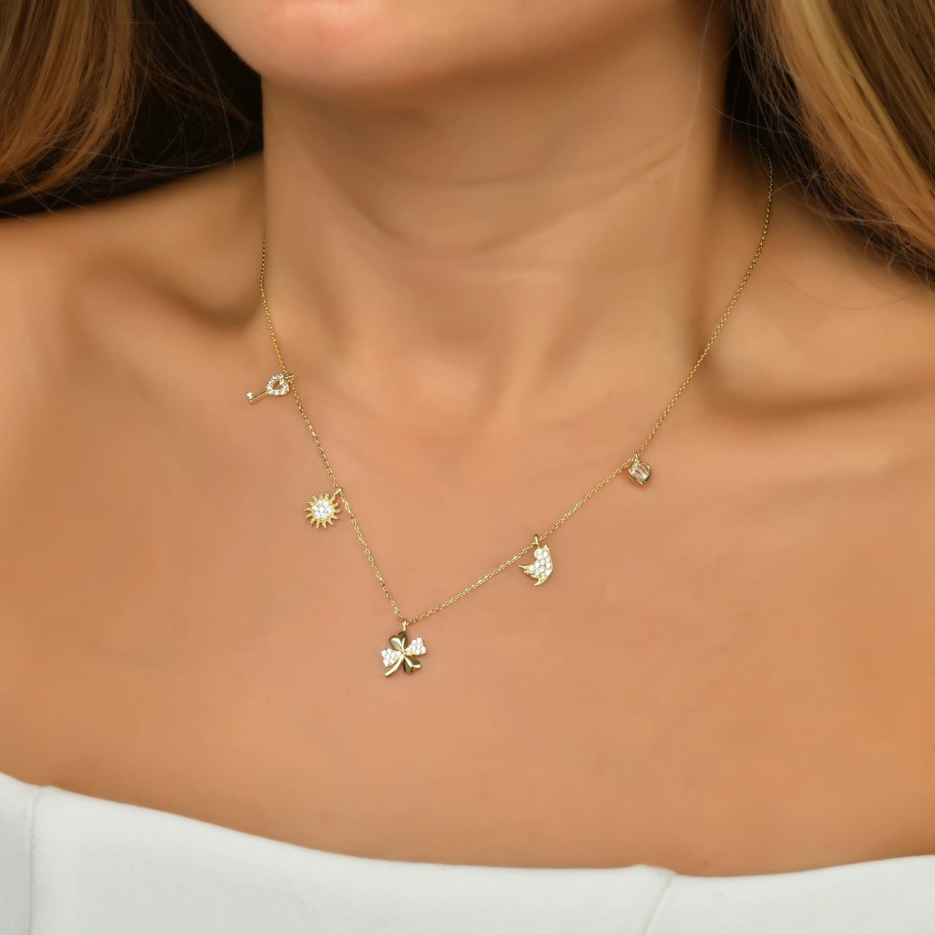 Дамски синджир с бели цирконий - Image 2