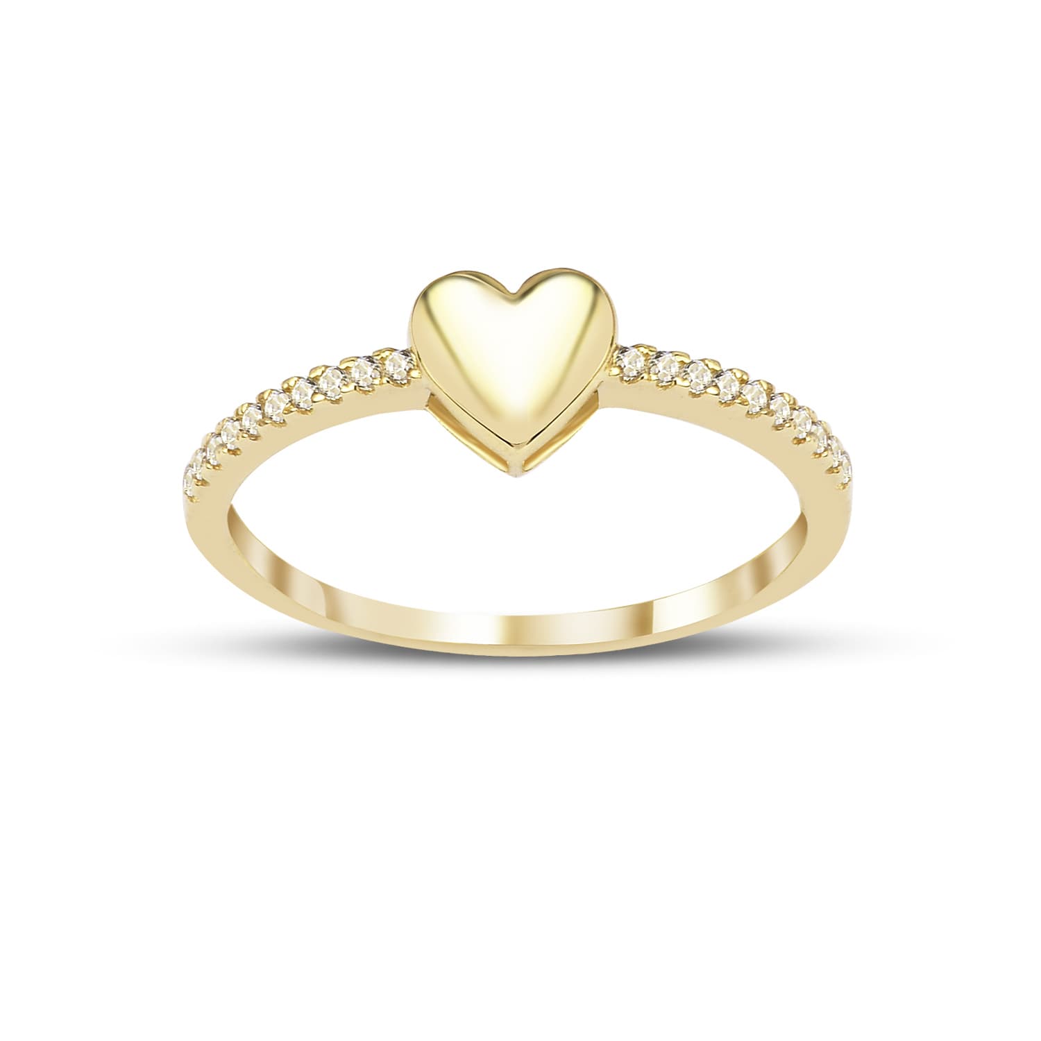 Пръстен от жълто злато с бели цирконий - Image 1