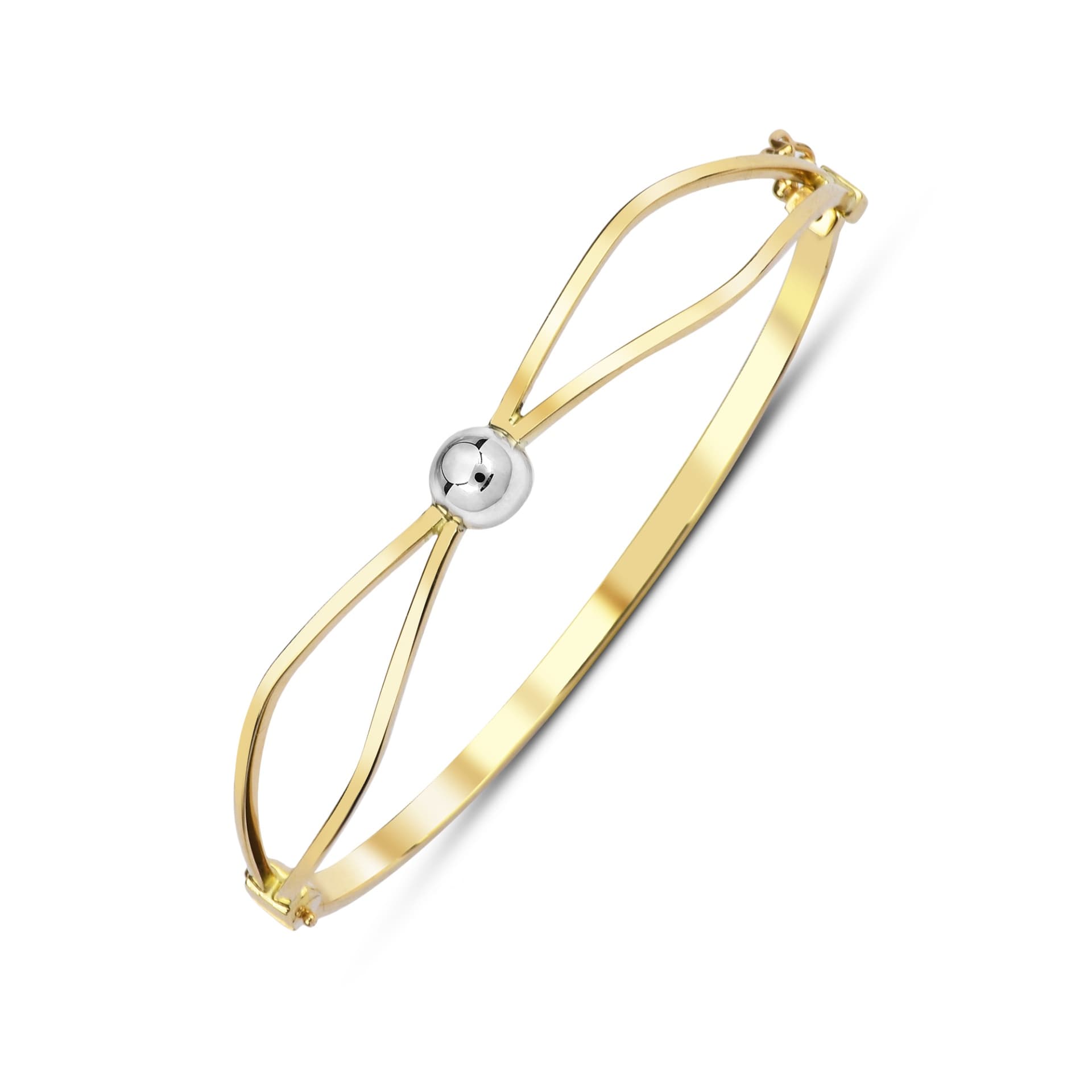 Твърда гривна от бяло и жълто злато - Image 2