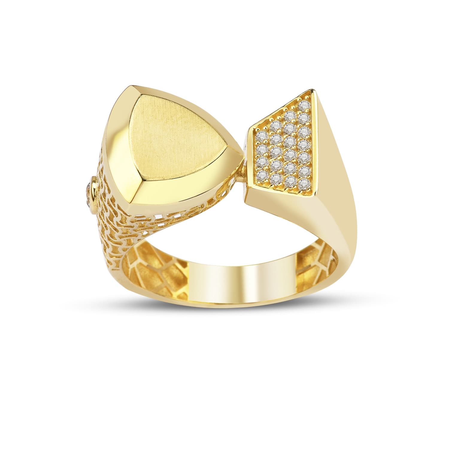 Пръстен от жълто злато с бели цирконий - Image 2