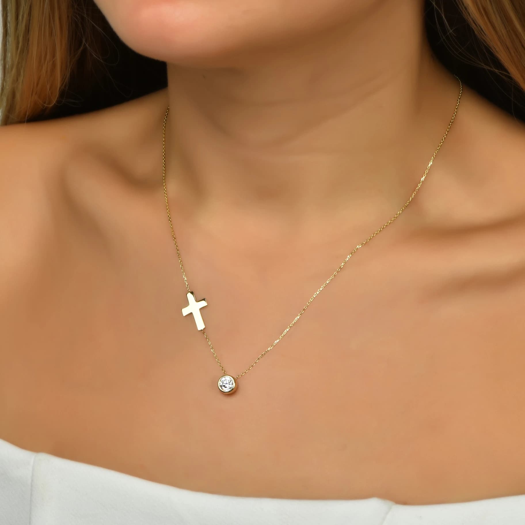 Дамски синджир с бели цирконий - Image 2