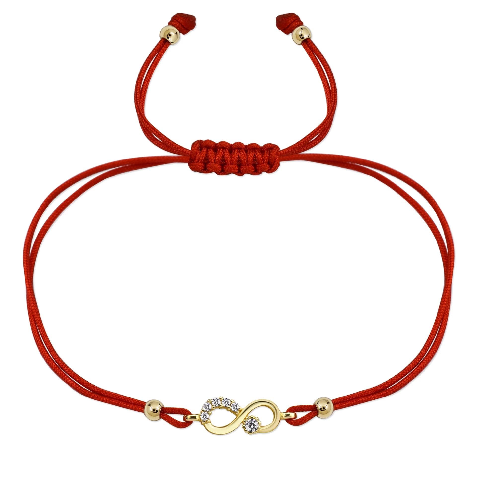 Гривна с червен конец безкрайност с бели цирконий - Image 1
