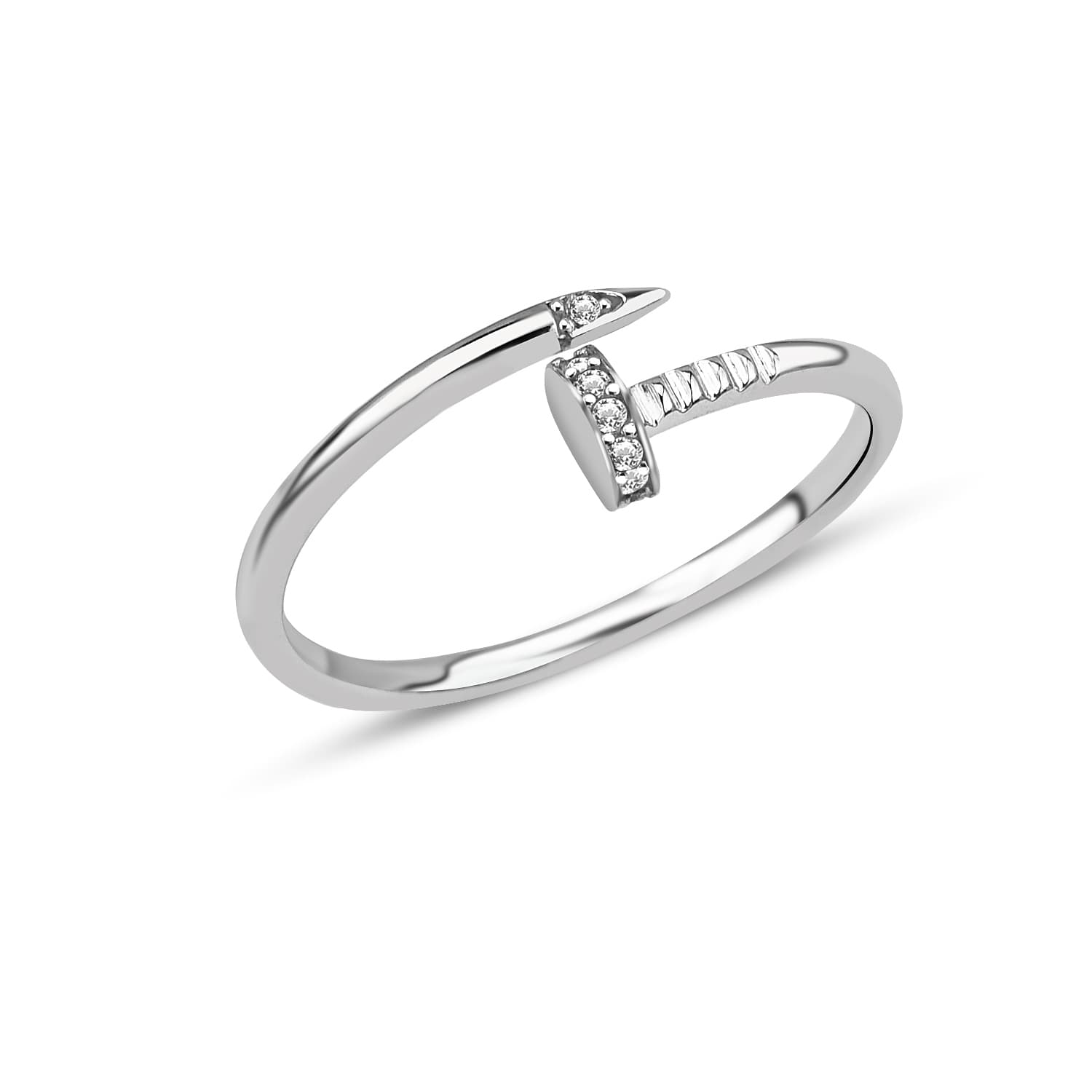 Пръстен от бяло злато с бели цирконий - Image 2