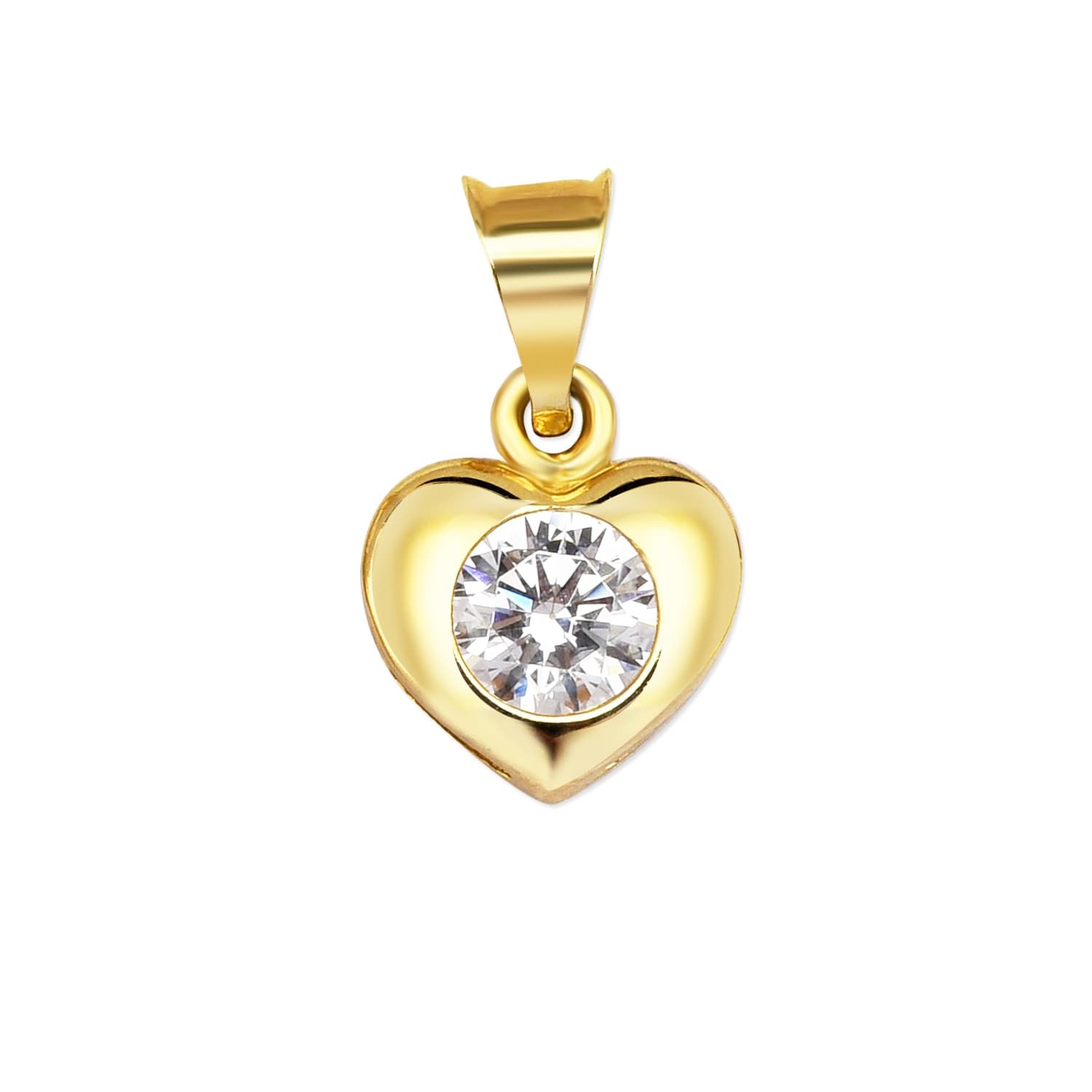 Златна висулка сърчице с бял цирконий - Image 1
