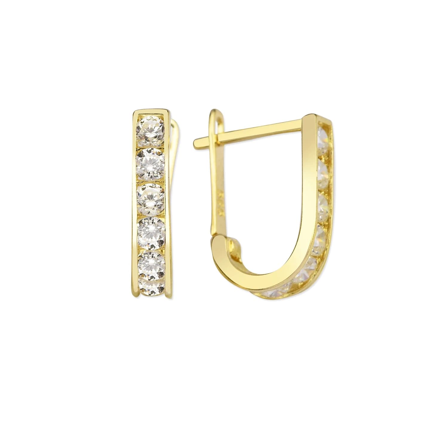 Детски обеци от жълто злато с бели цирконий - Image 1