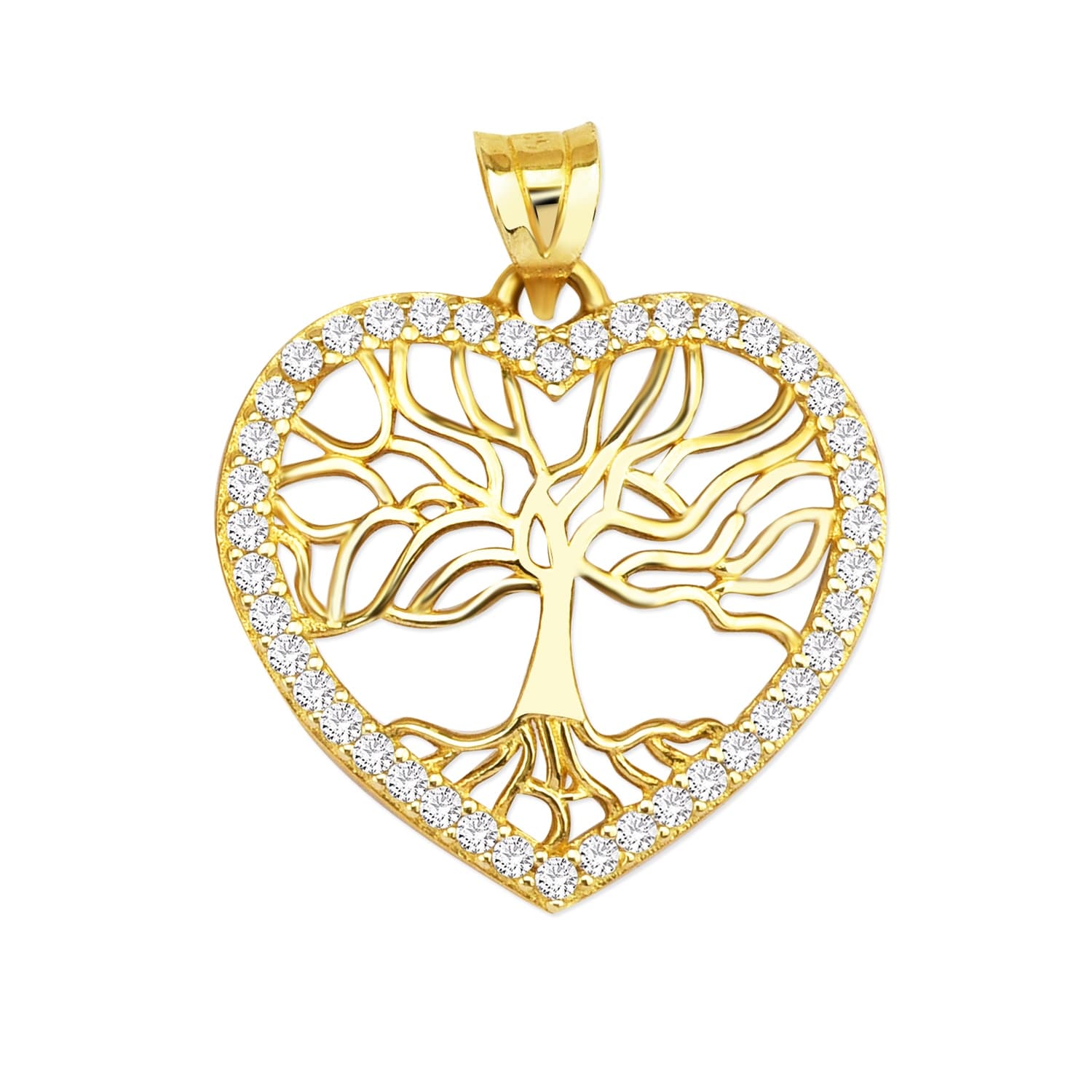 Златна висулка с бели цирконий - Image 1