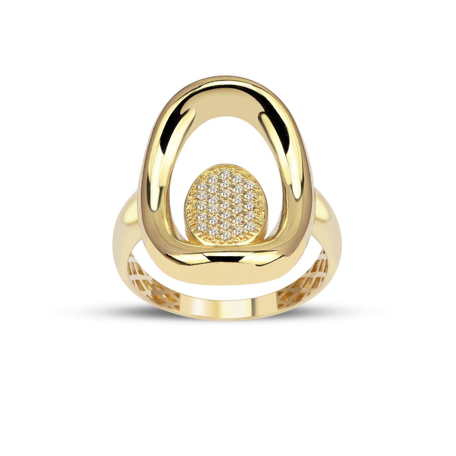 Пръстен от жълто злато с бели цирконий - Image 2