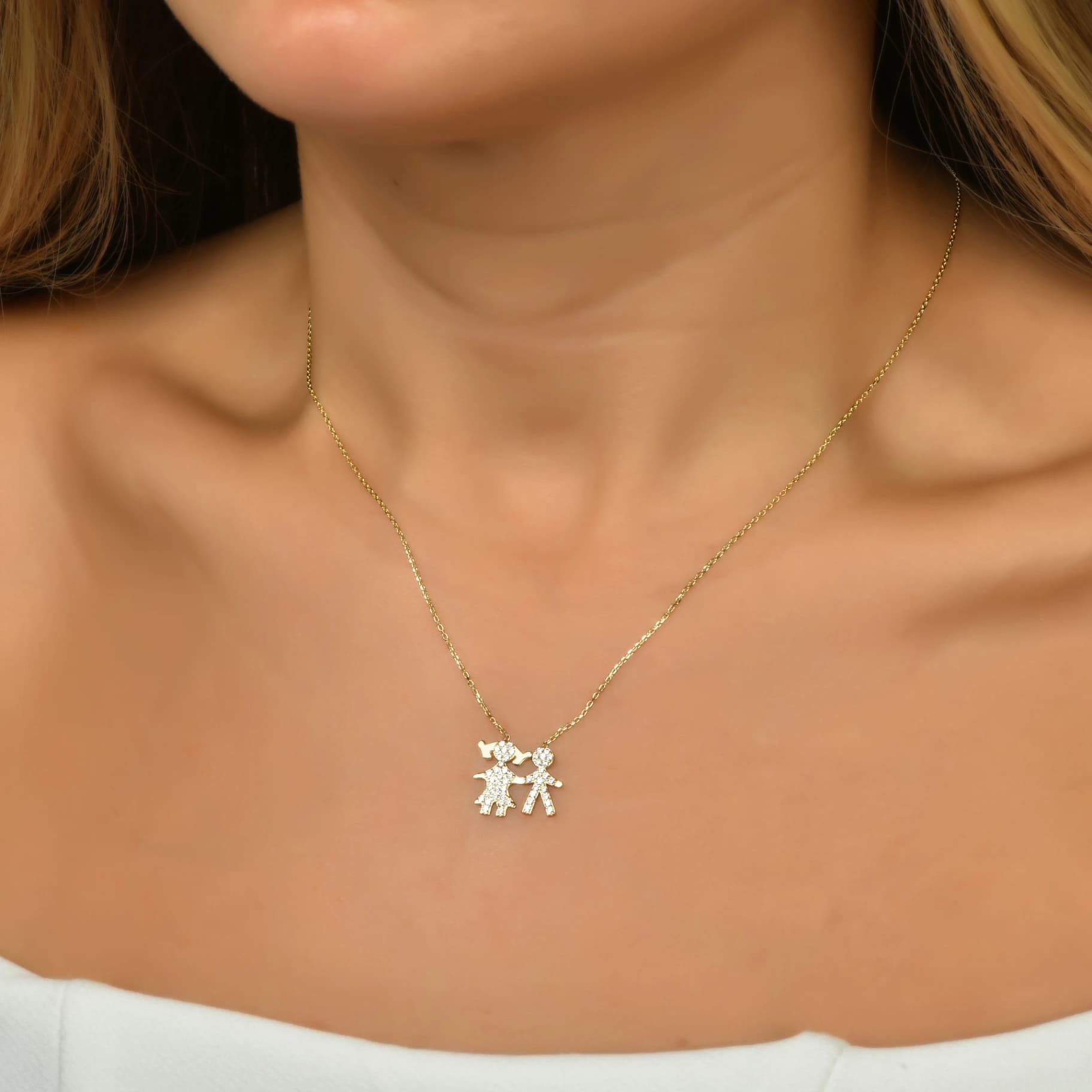 Дамски синджир с бели цирконий - Image 1