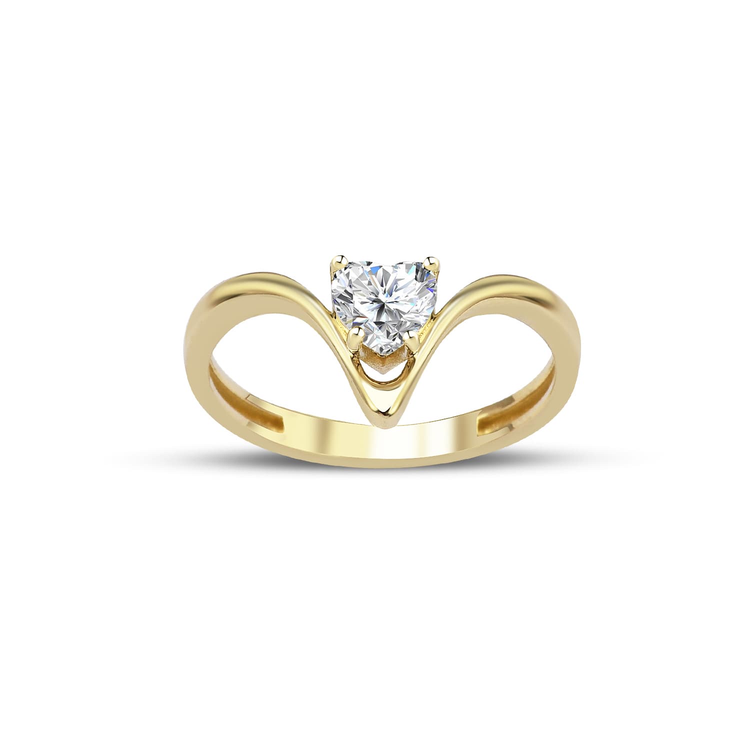 Пръстен от жълто злато с бели цирконий - Image 2