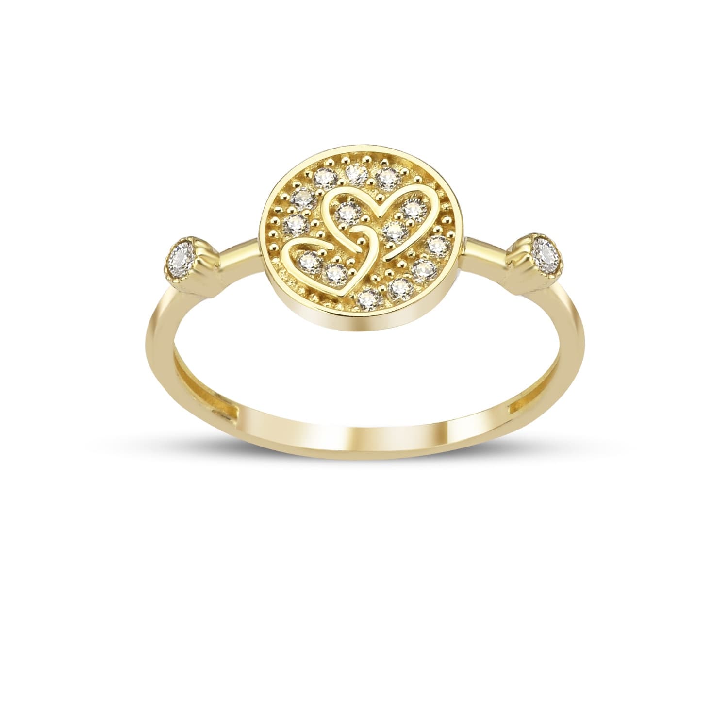 Пръстен от жълто злато с бели цирконий - Image 1