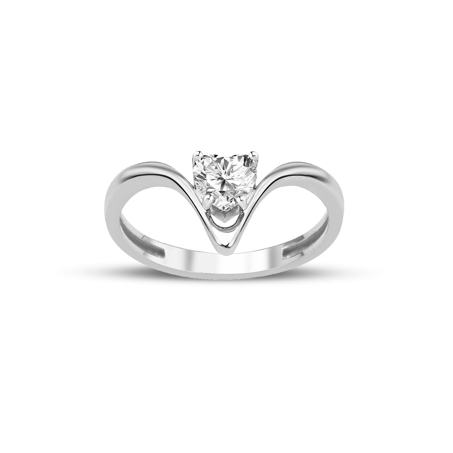 Пръстен от бяло злато с бели цирконий - Image 2