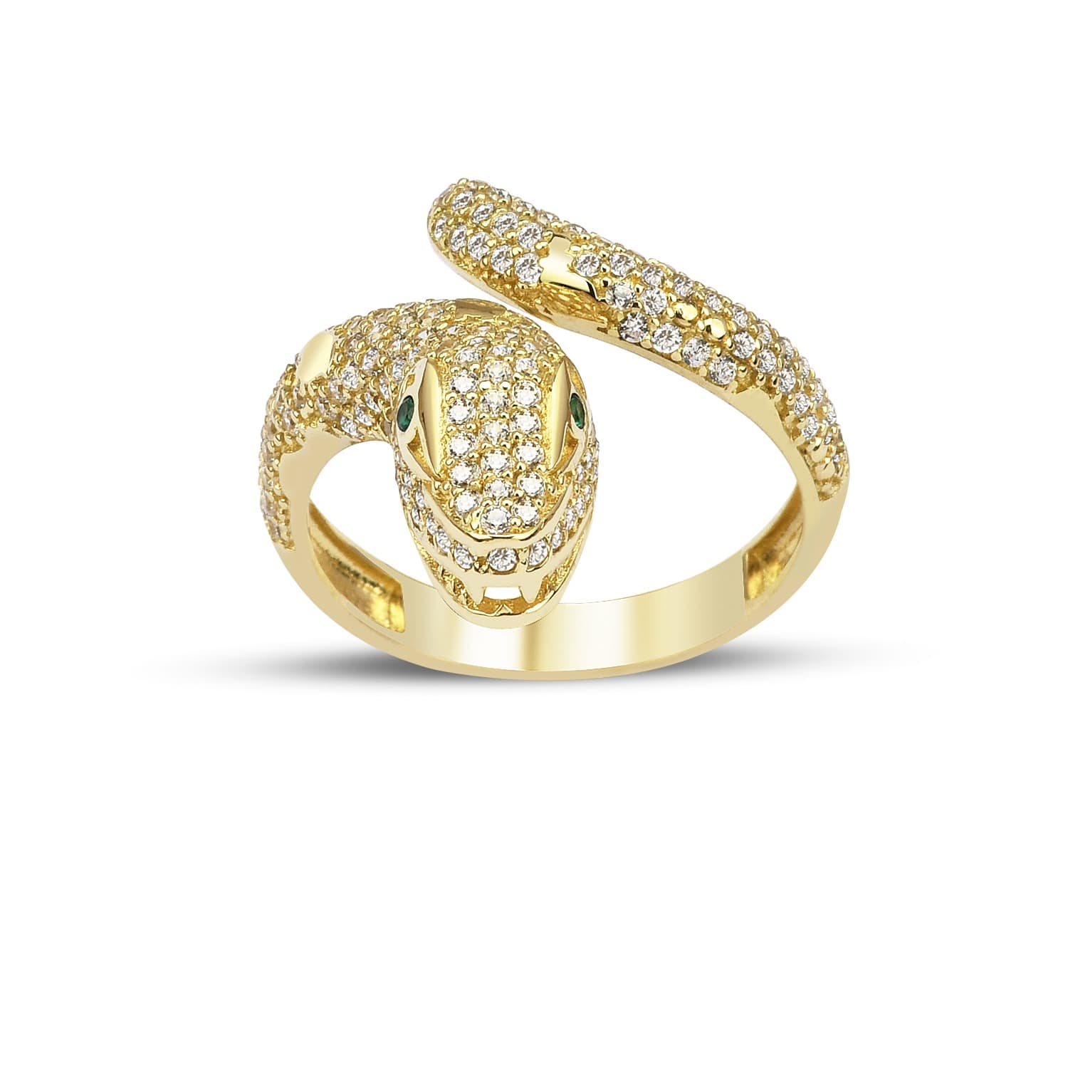 Пръстен от жълто злато с бели цирконий - Image 1