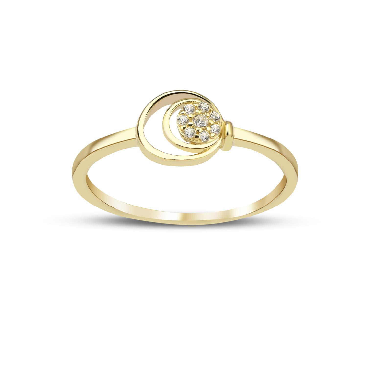 Пръстен от жълто злато с бели цирконий - Image 1