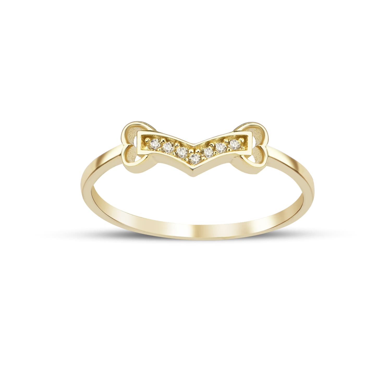 Пръстен от жълто злато с бели цирконий - Image 1