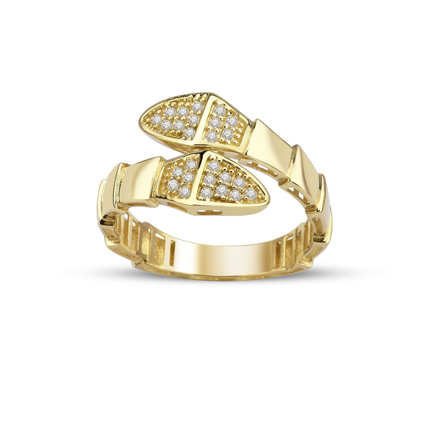 Пръстен от жълто злато с бели цирконий - Image 1