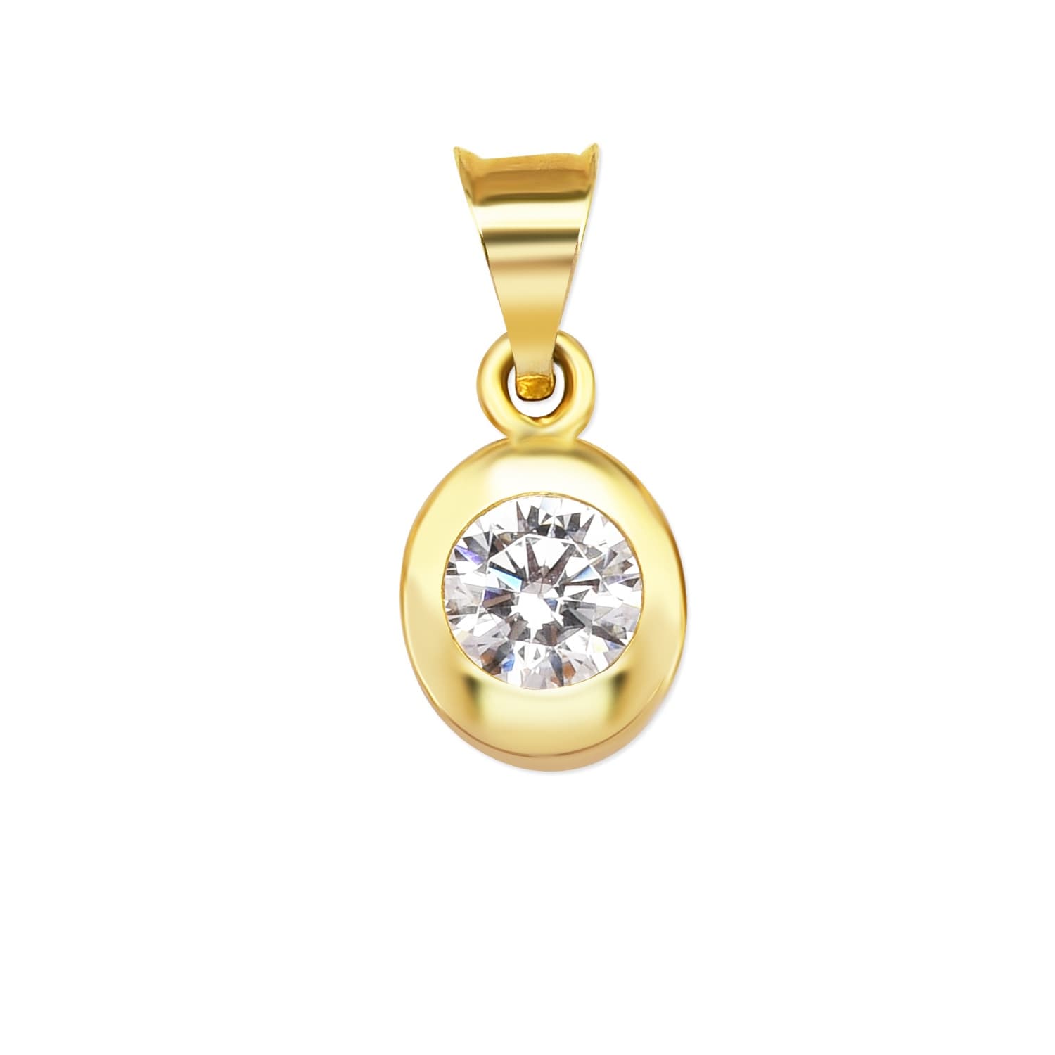 Златна висулка с бял цирконий - Image 1