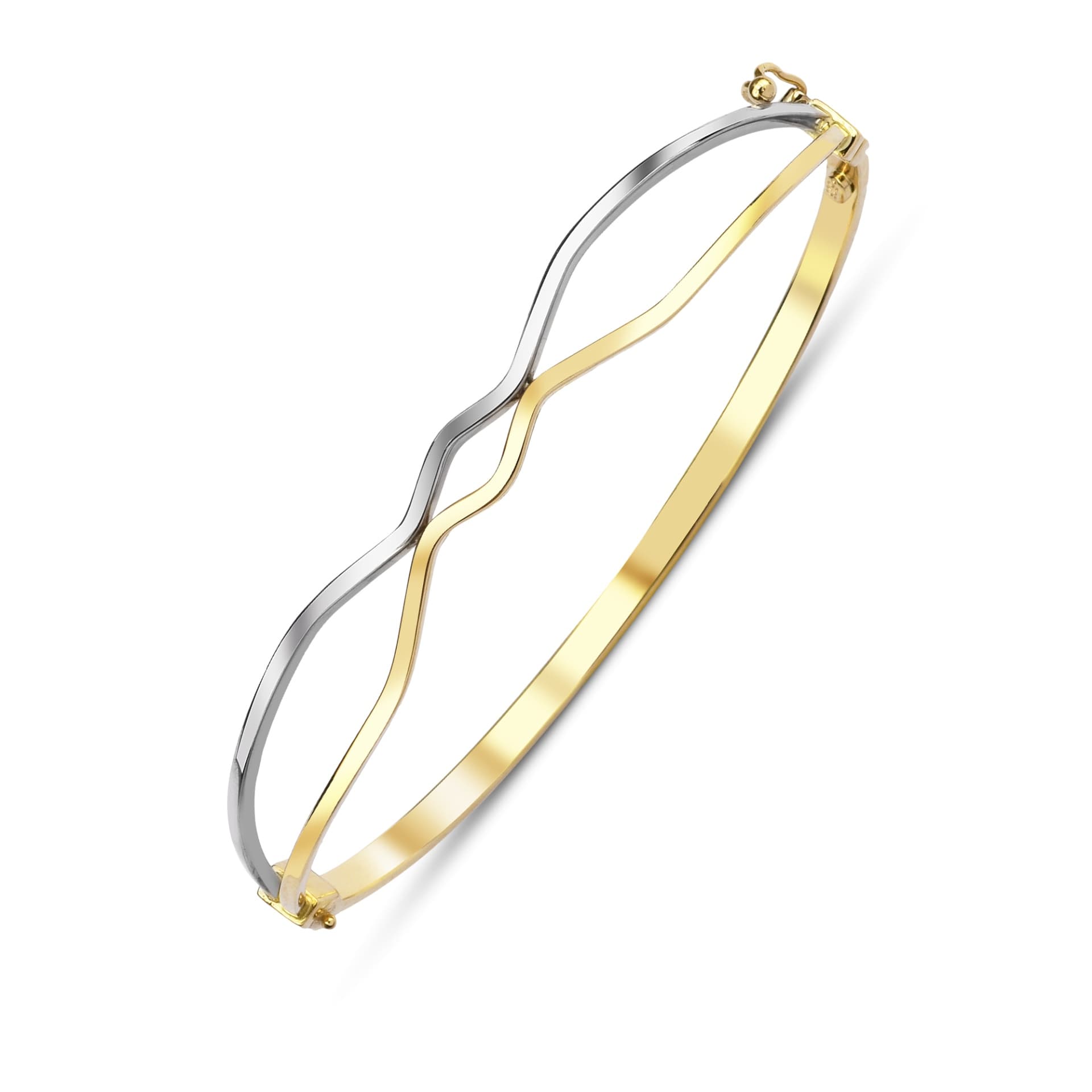 Твърда гривна от бяло и жълто злато - Image 1