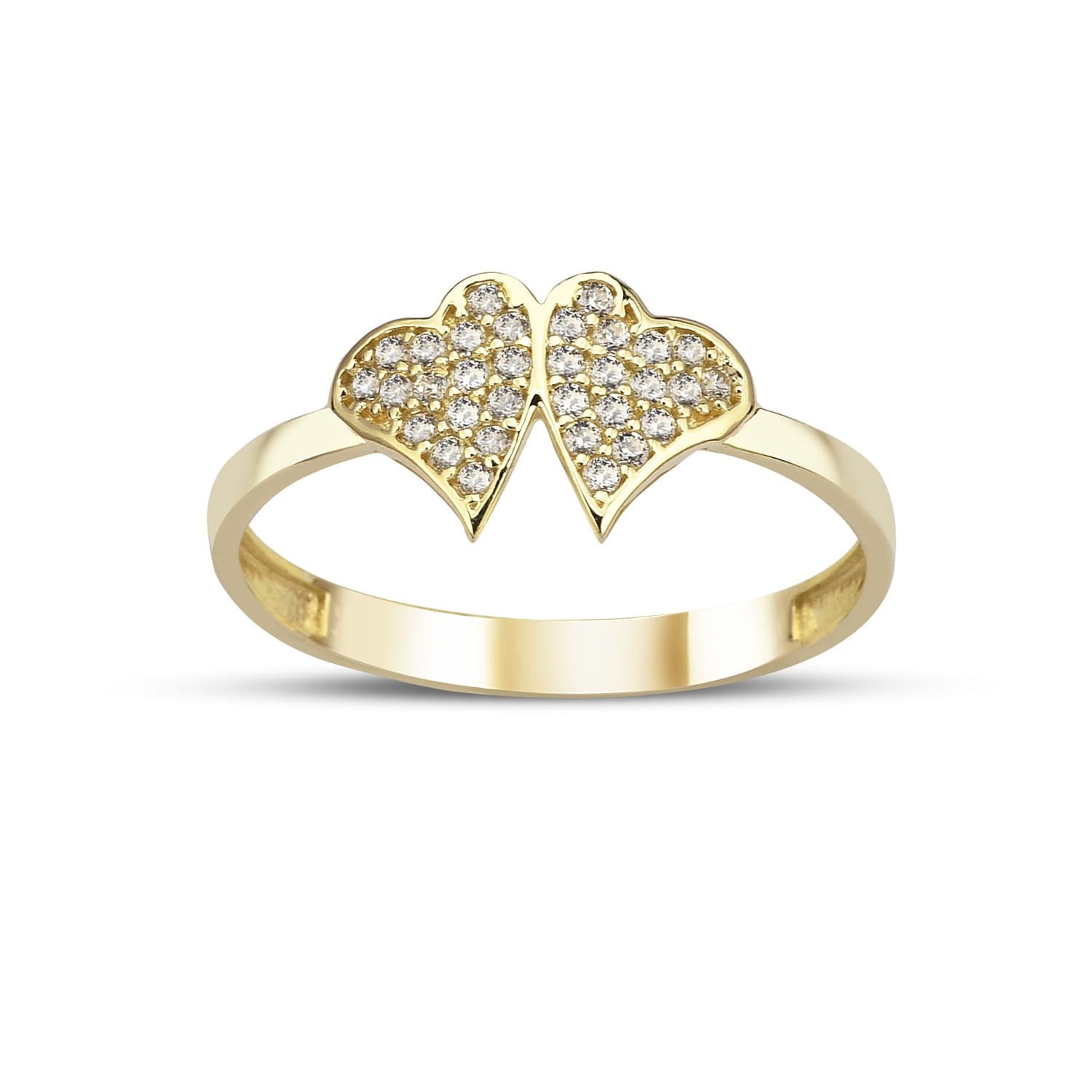 Пръстен от жълто злато с бели цирконий - Image 1