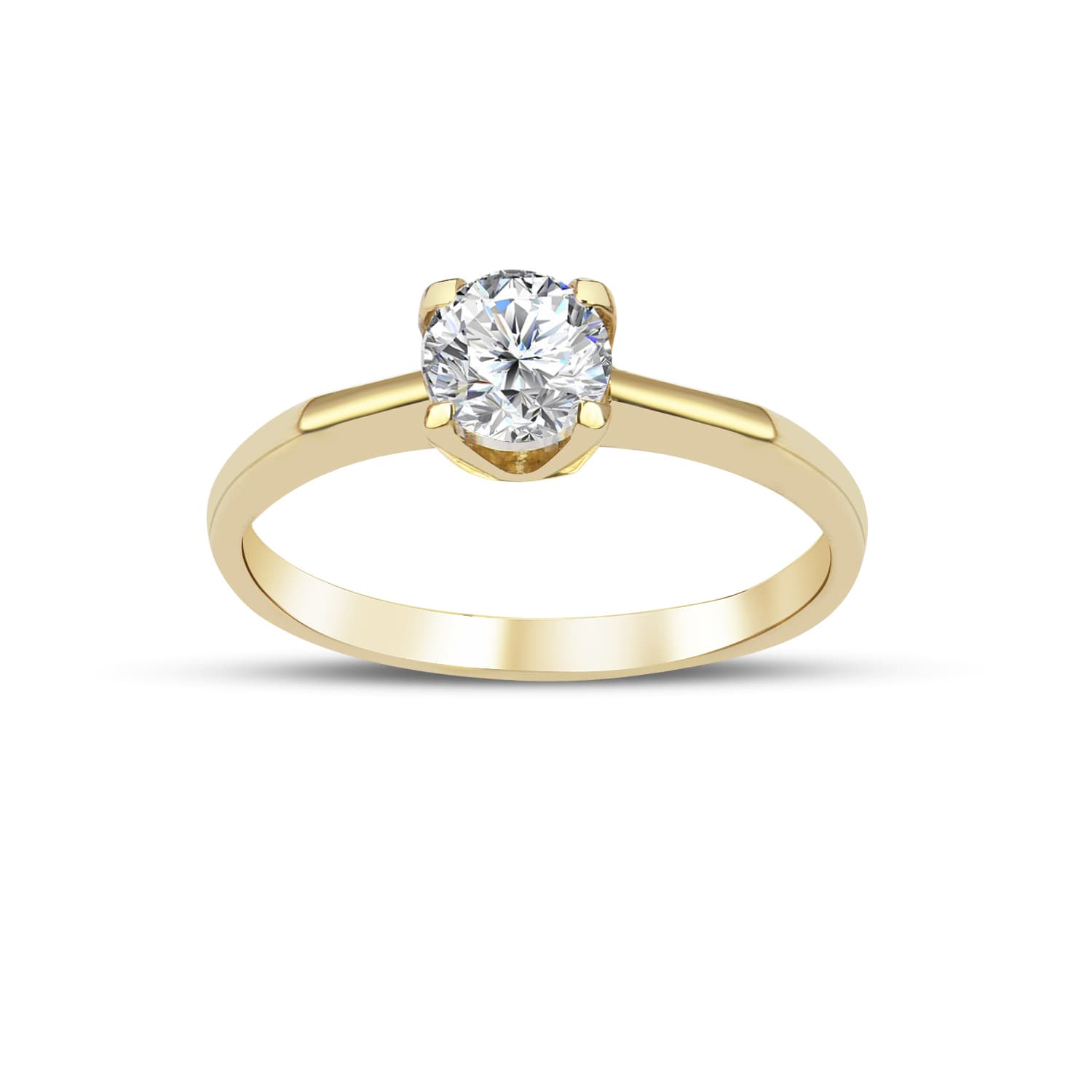 Годежен пръстен от жълто злато с бели цирконий - Image 1