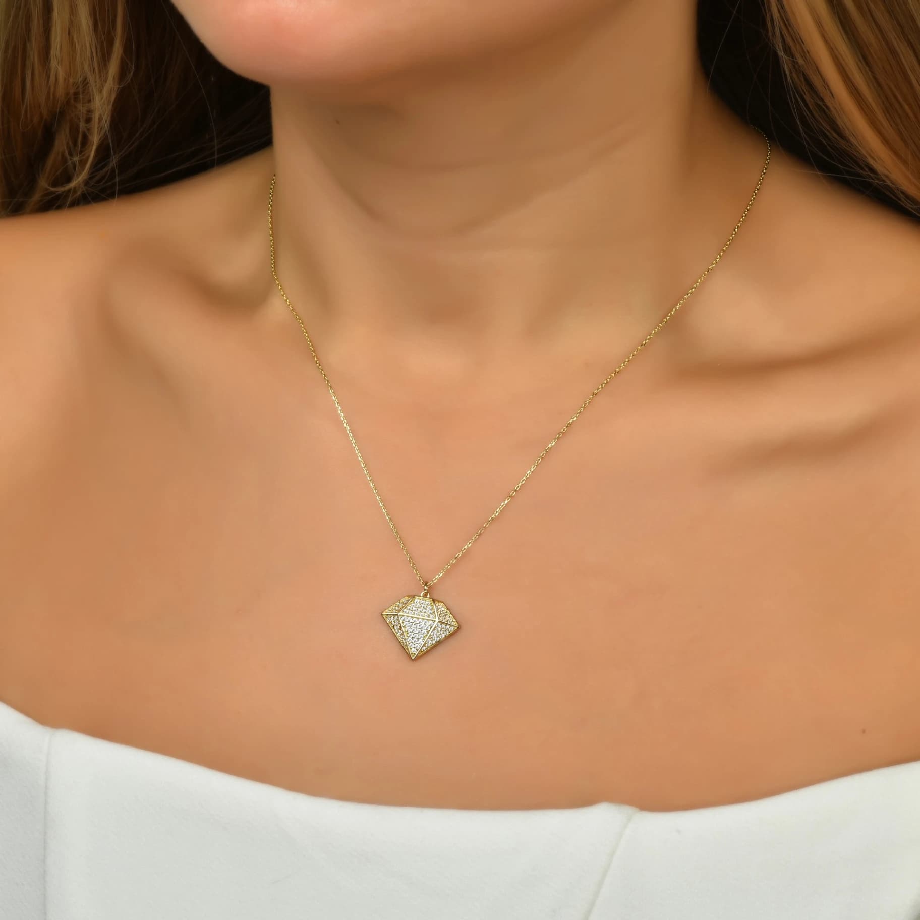 Дамски синджир с бели цирконий - Image 2