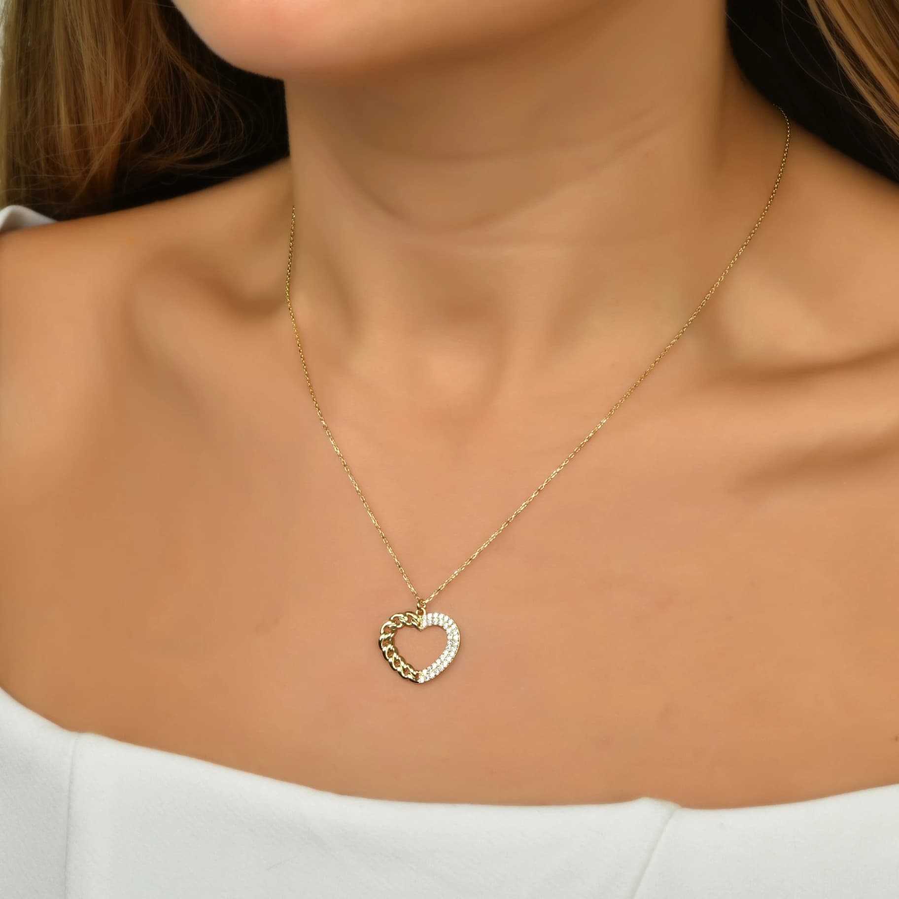 Дамски синджир с бели цирконий - Image 2