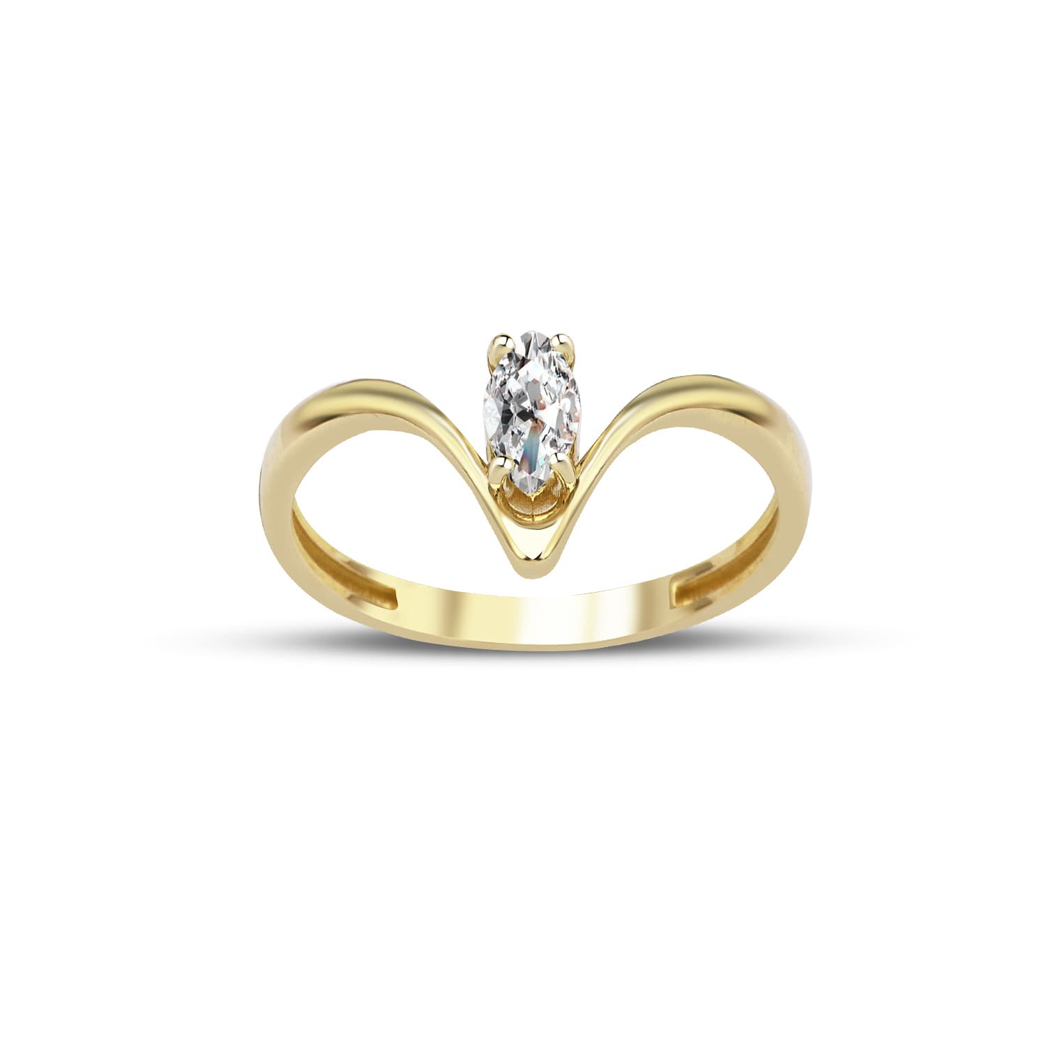 Пръстен от жълто злато с бели цирконий - Image 2