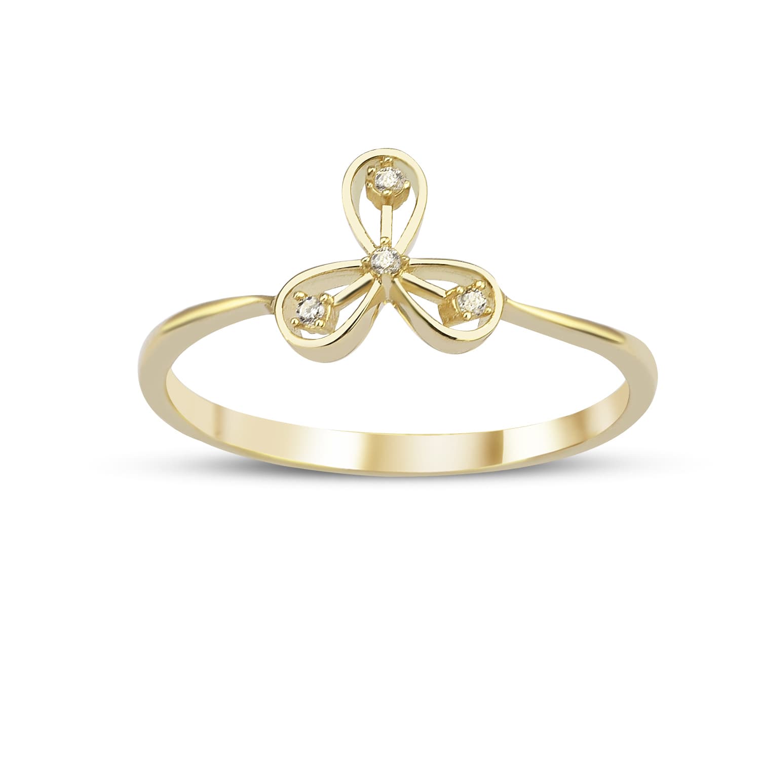 Пръстен от жълто злато с бели цирконий - Image 1