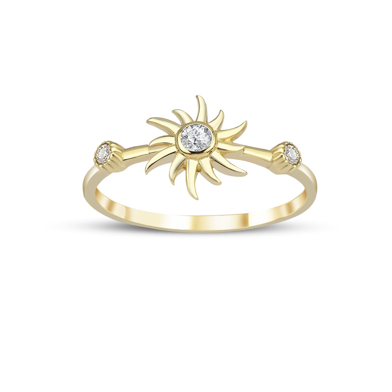 Пръстен от жълто злато с бели цирконий - Image 2