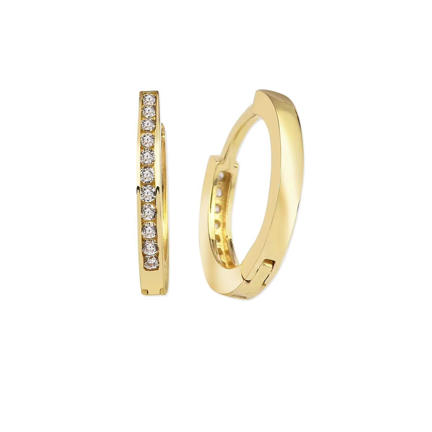 Детски обеци от жълто злато с бели цирконий - Image 1