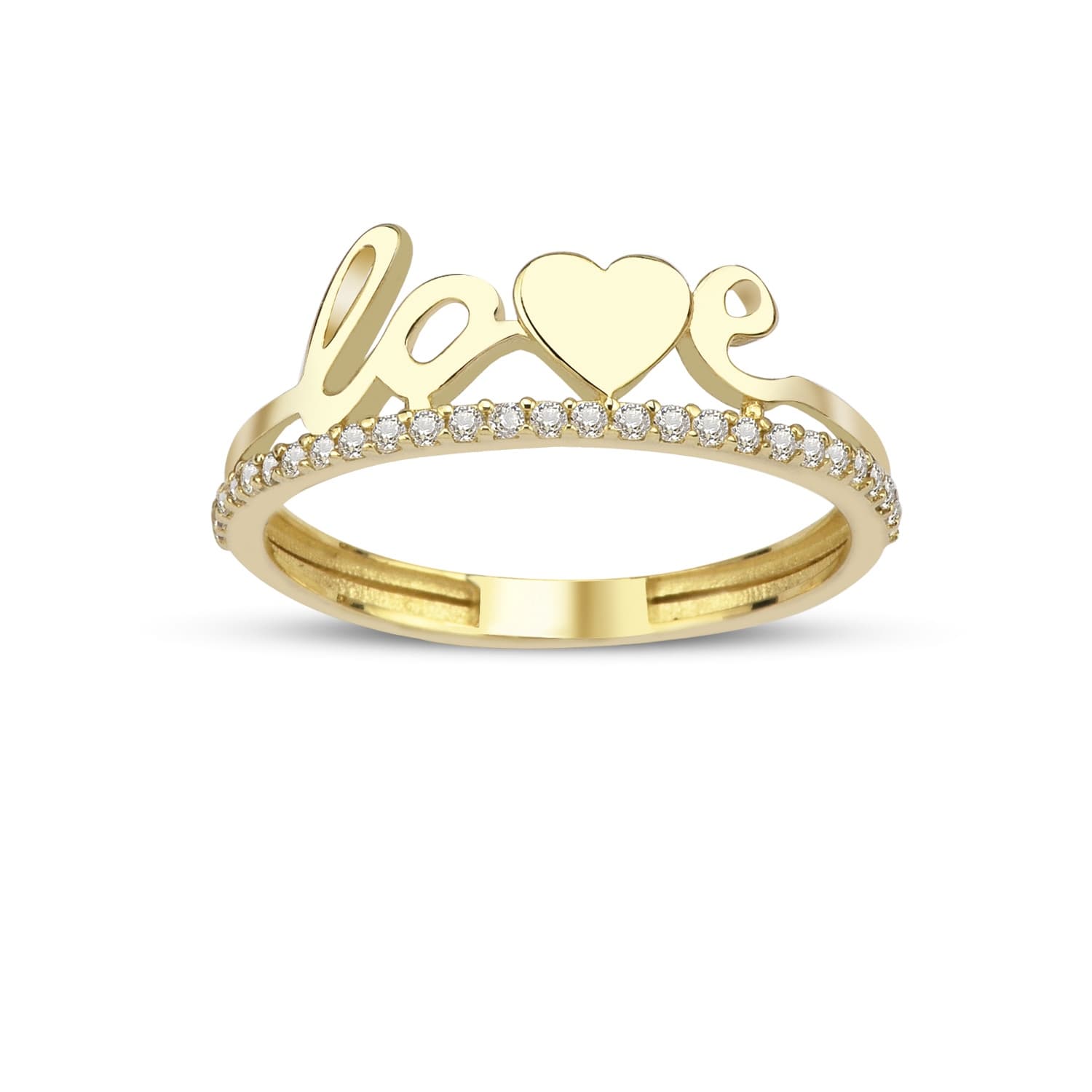 Пръстен от жълто злато с бели цирконий - Image 1