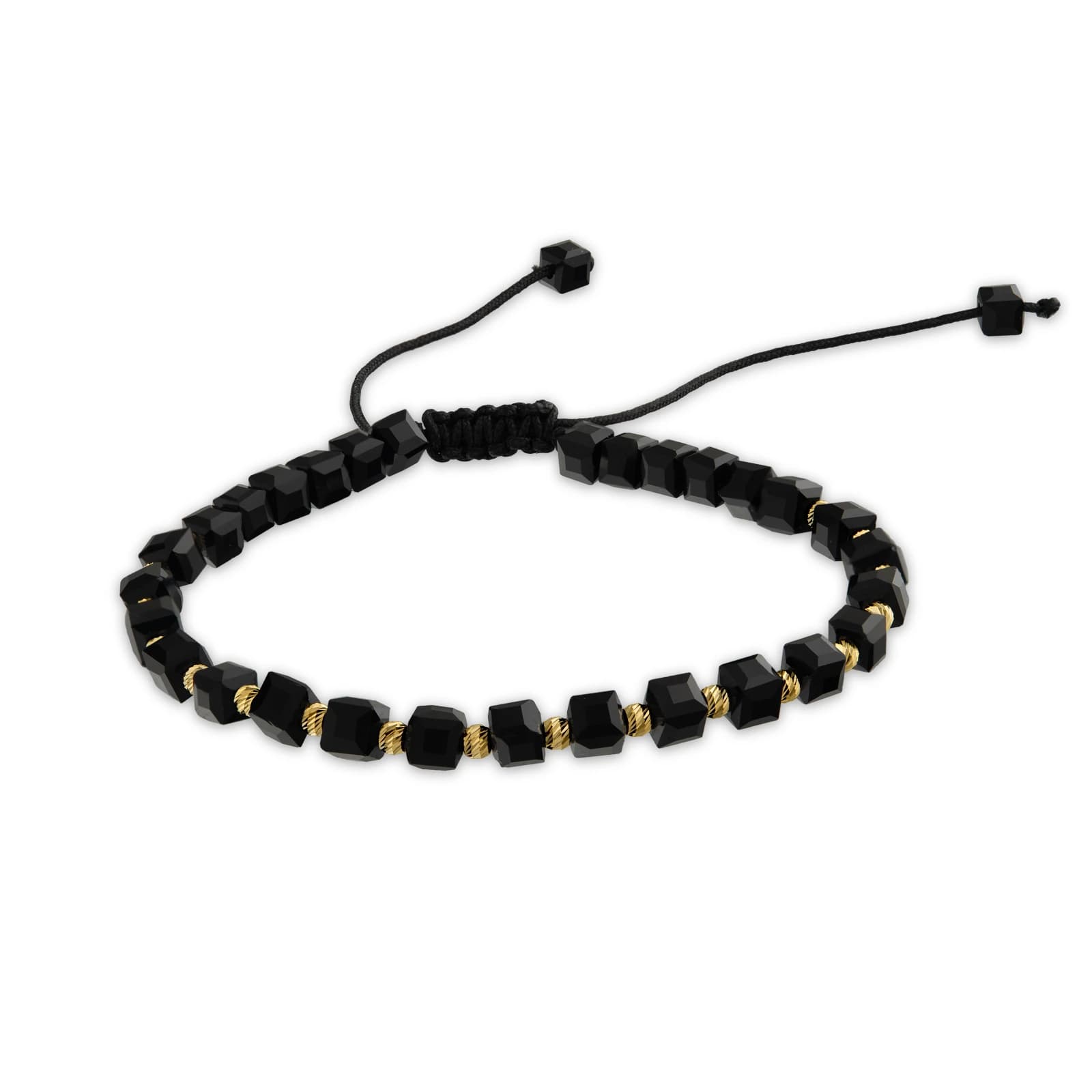 Гривна с черни мъниста и златни топчета - Image 1