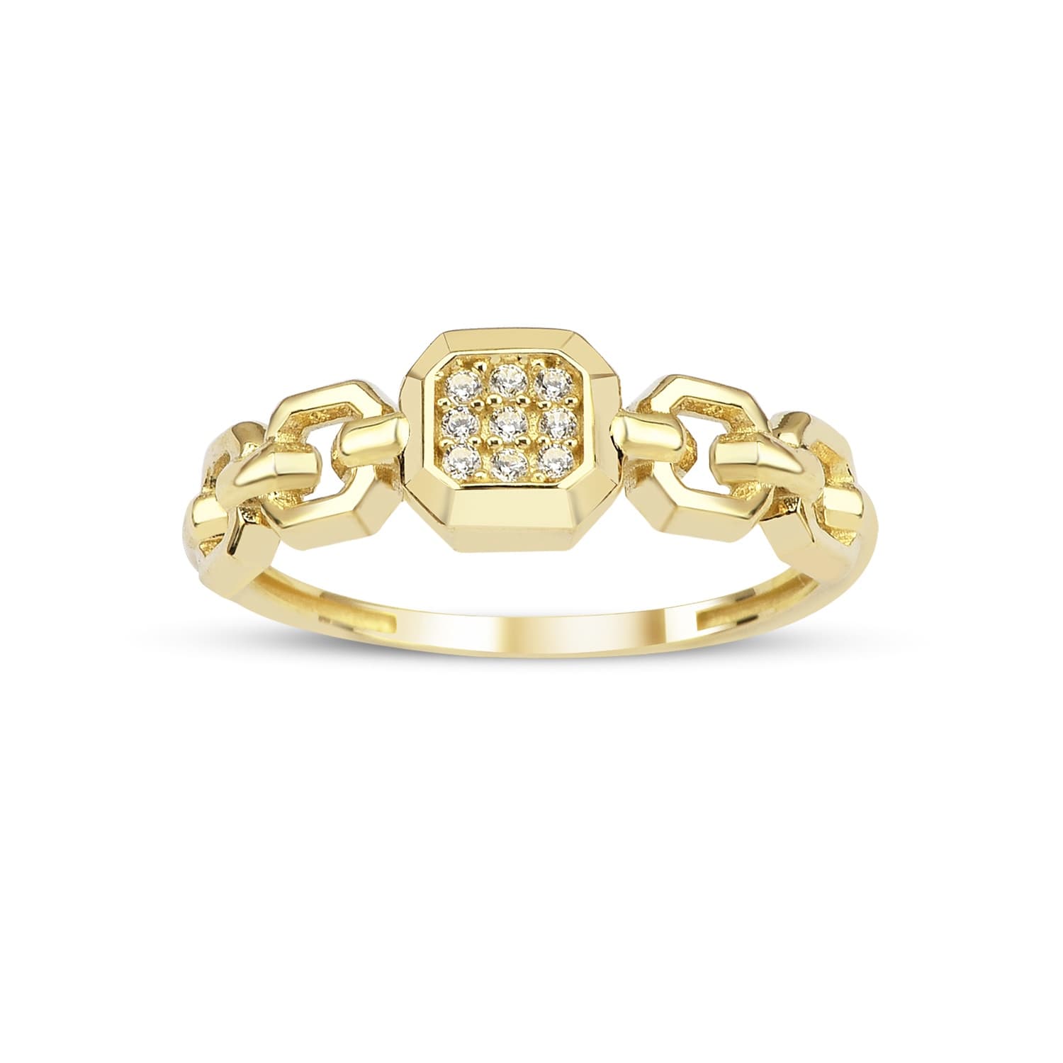 Пръстен от жълто злато с бели цирконий - Image 2