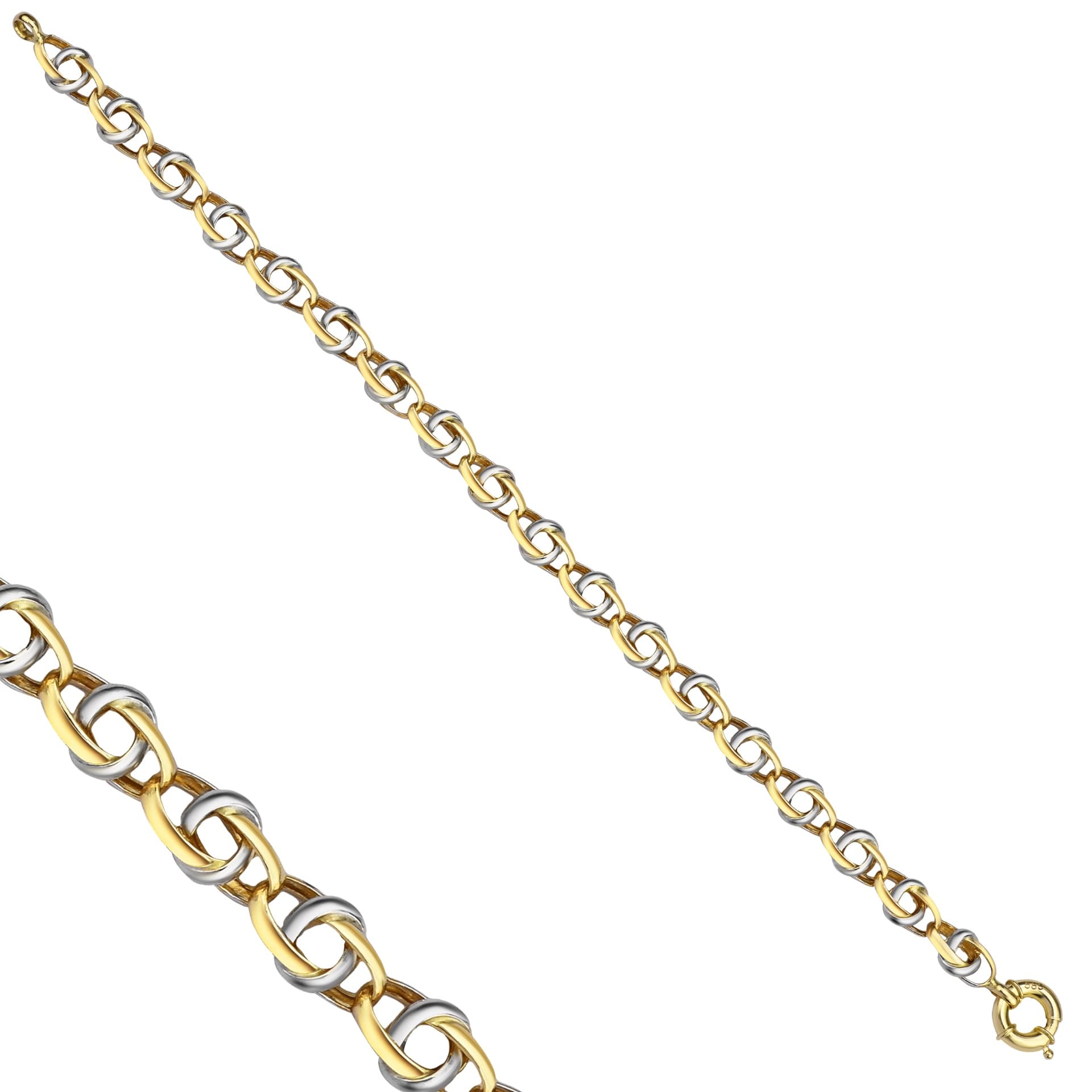 Гривна от бяло и жълто злато плетка роза - Image 1