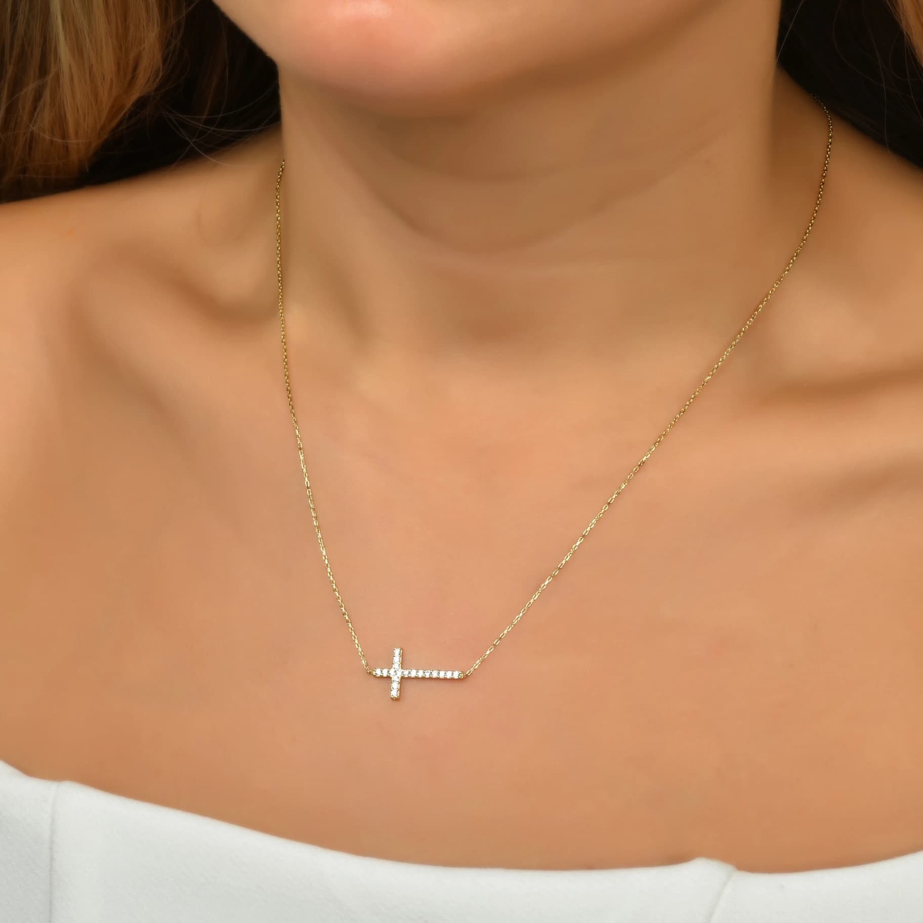 Дамски синджир с бели цирконий - Image 2