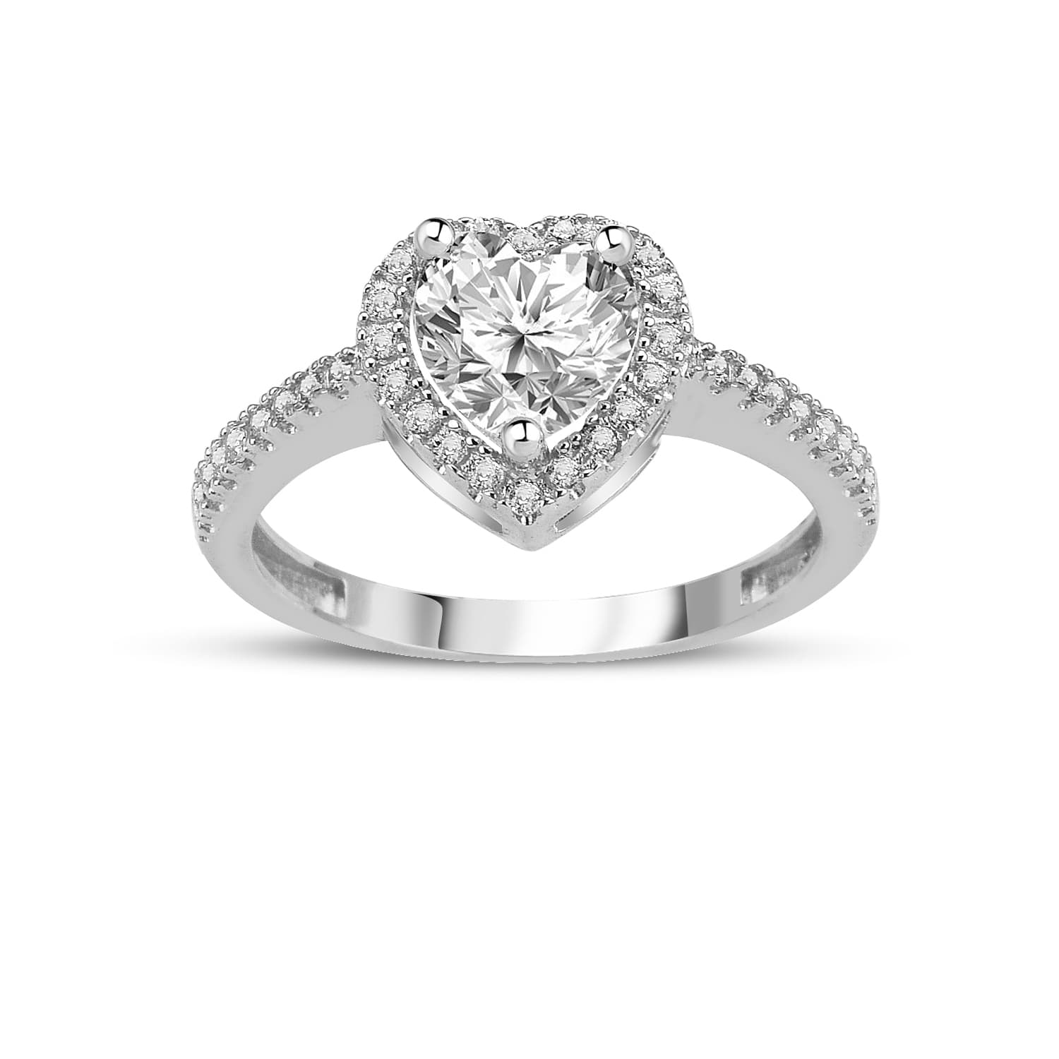 Годежен пръстен от бяло злато с бели цирконий - Image 1